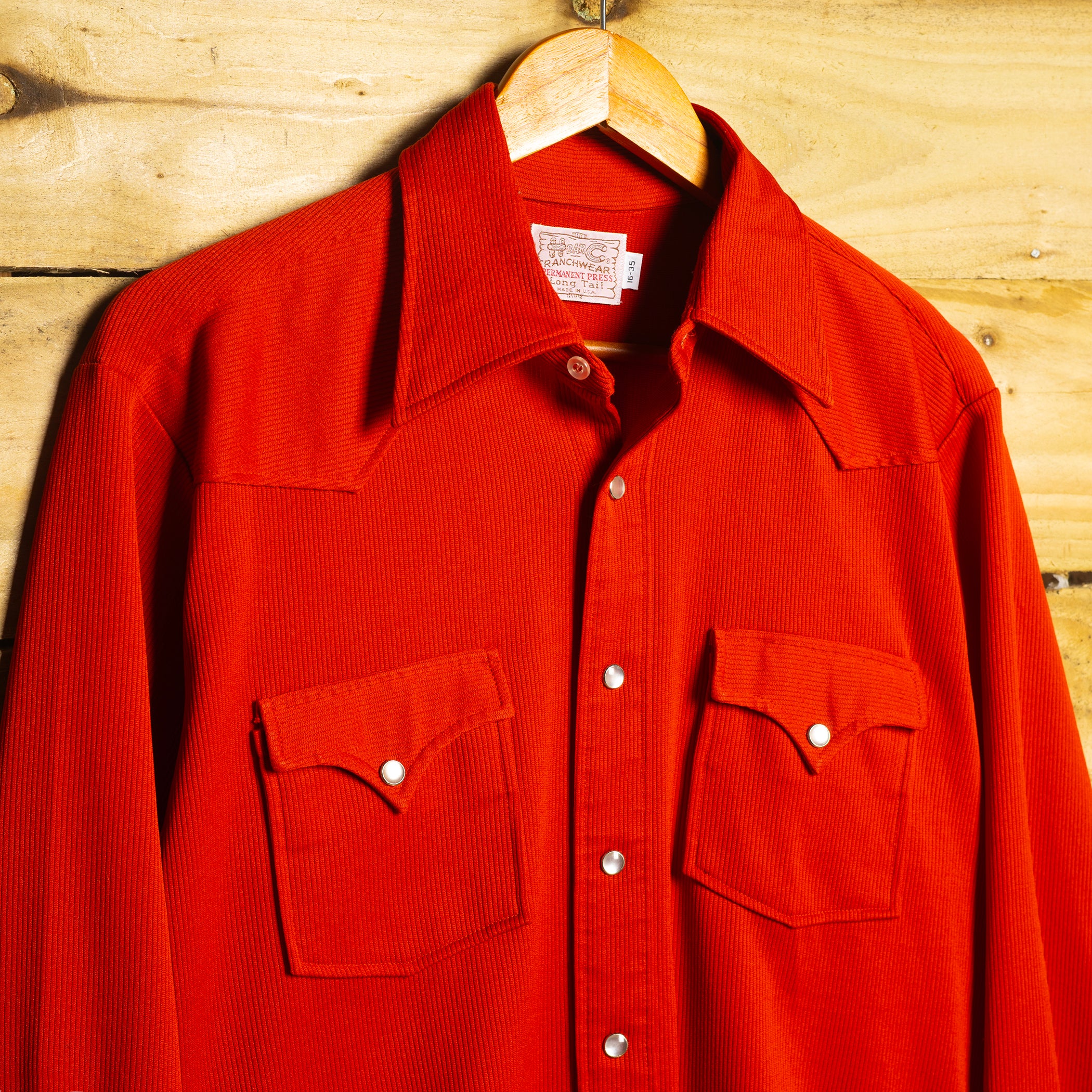 1970s H Bar C California Ranchwear Red Western Shirt - Pearl Snaps - Size L