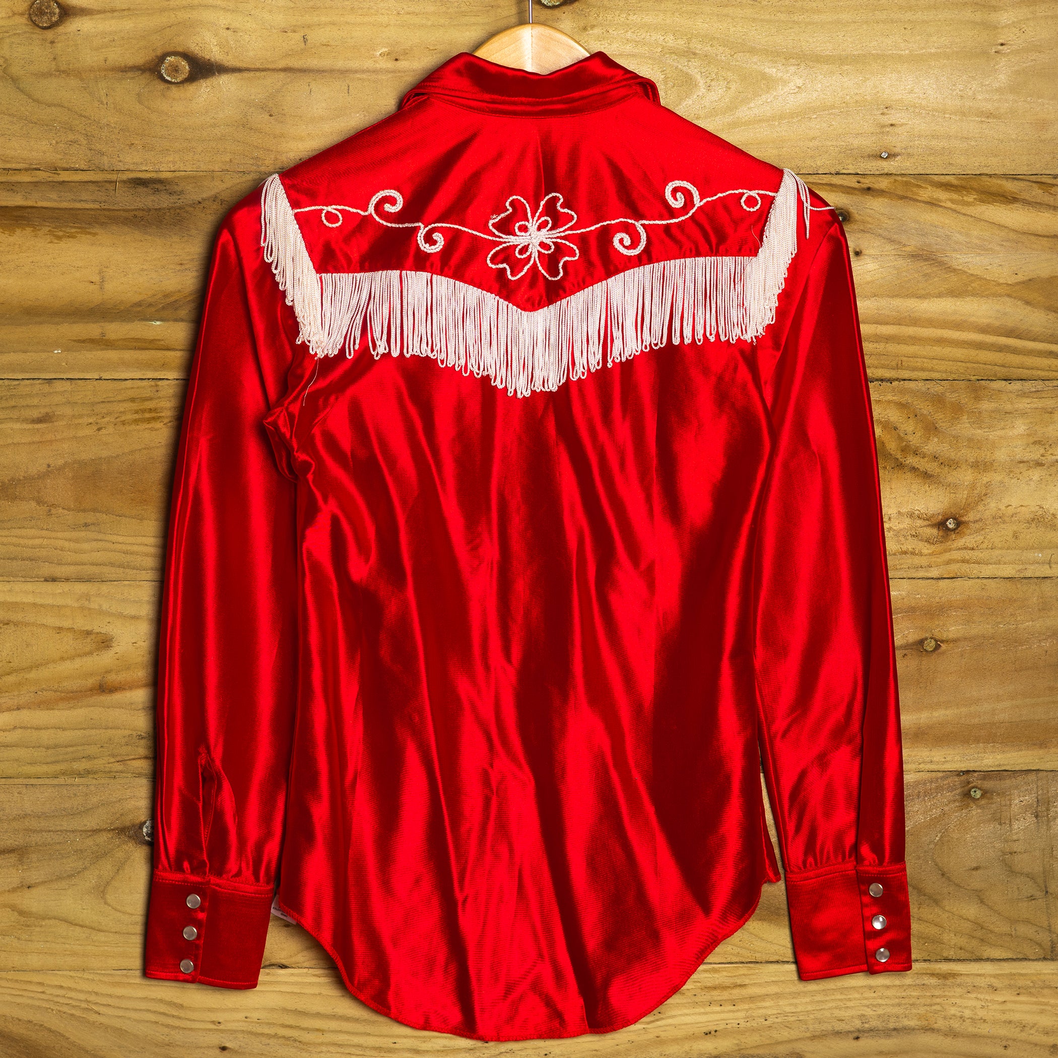 1970s Vintage H Bar C California Ranchwear Red Embroidered Western Shirt
