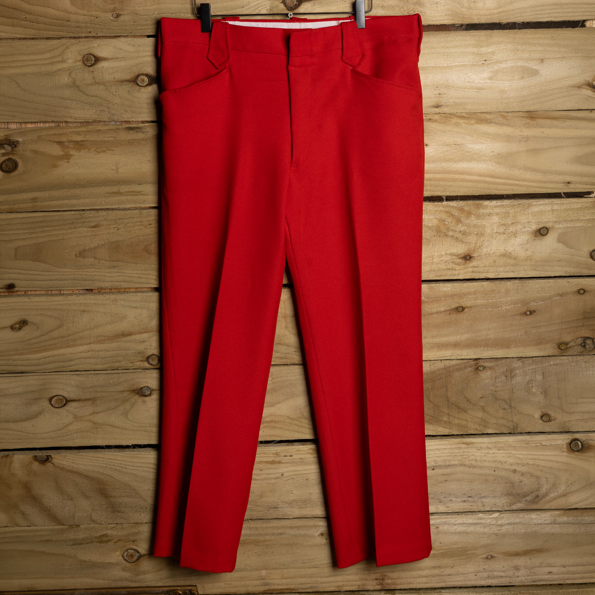 Vintage H Bar C Red Pleated Straight-Leg Western Trousers – 38 x 29