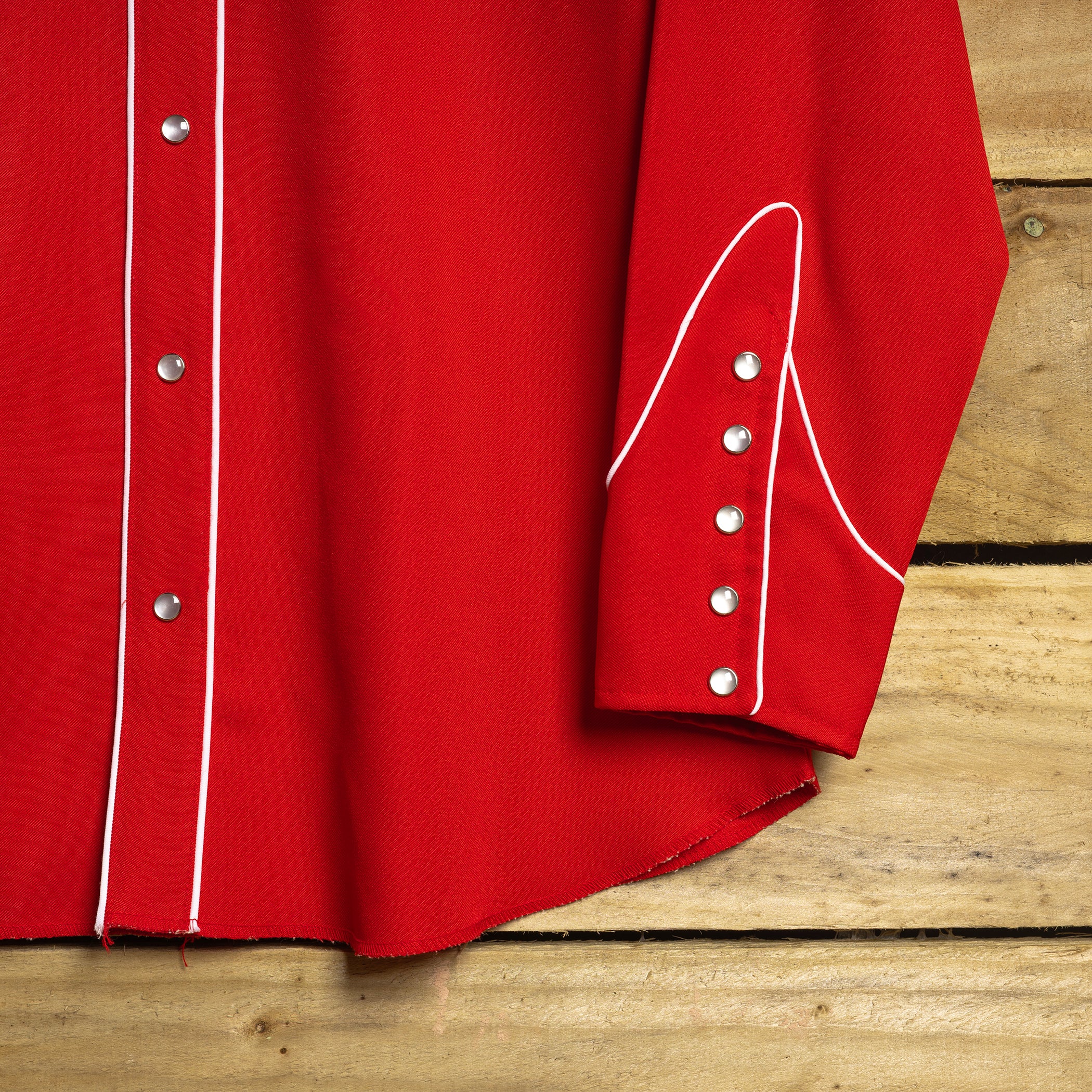 Vintage H Bar C California Ranchwear Red Embroidered Cowboy Shirt – Pearl Snaps, Size L