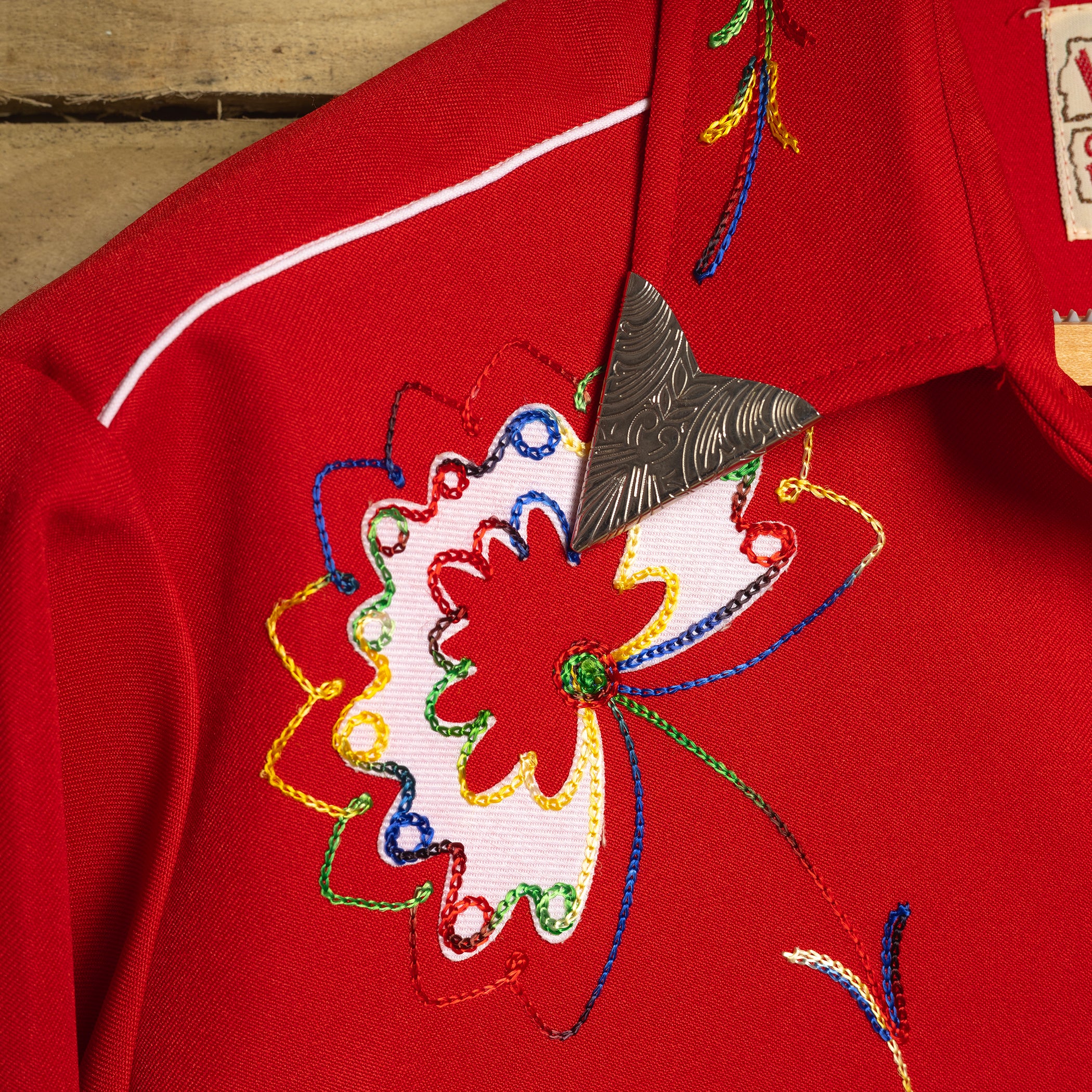 Vintage H Bar C California Ranchwear Red Embroidered Cowboy Shirt – Pearl Snaps, Size L
