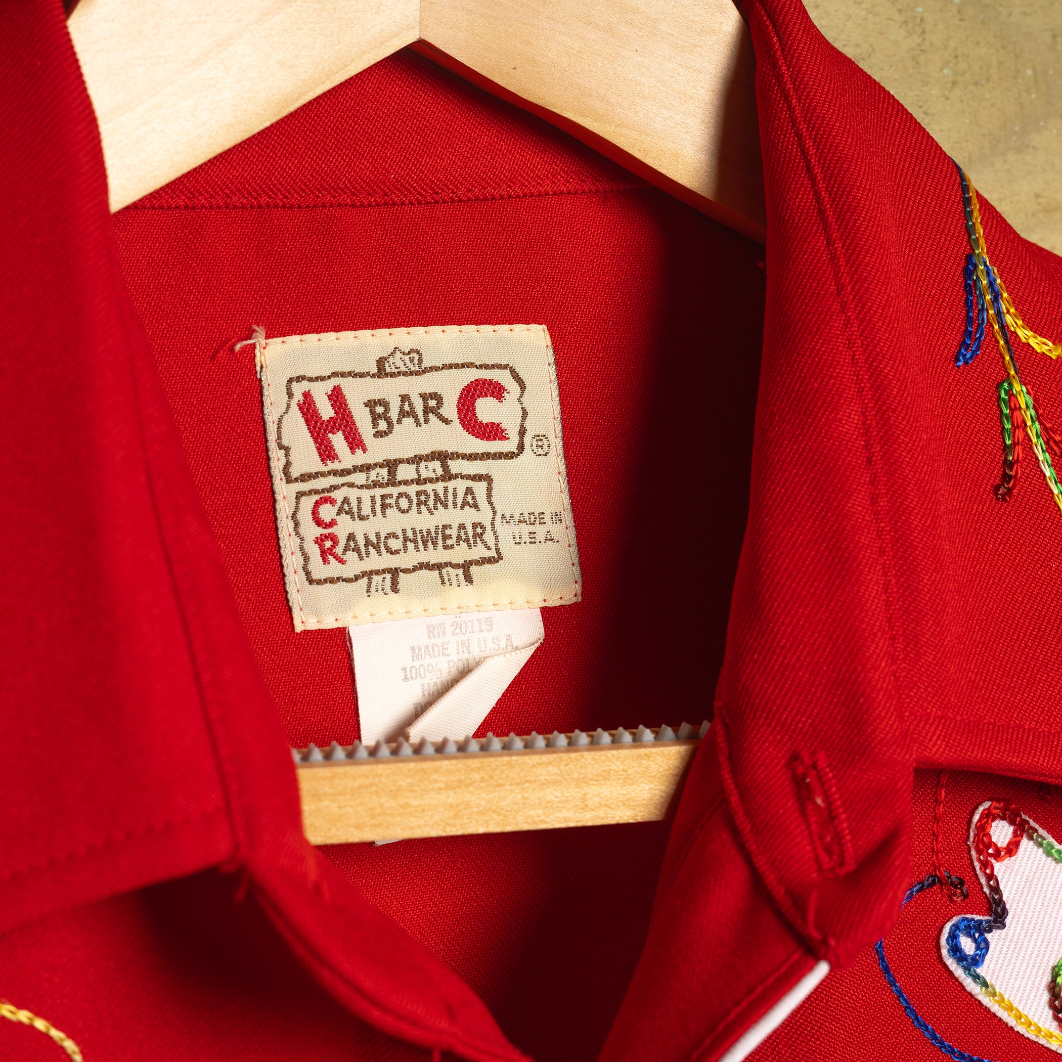 Vintage H Bar C California Ranchwear Red Embroidered Cowboy Shirt – Pearl Snaps, Size L