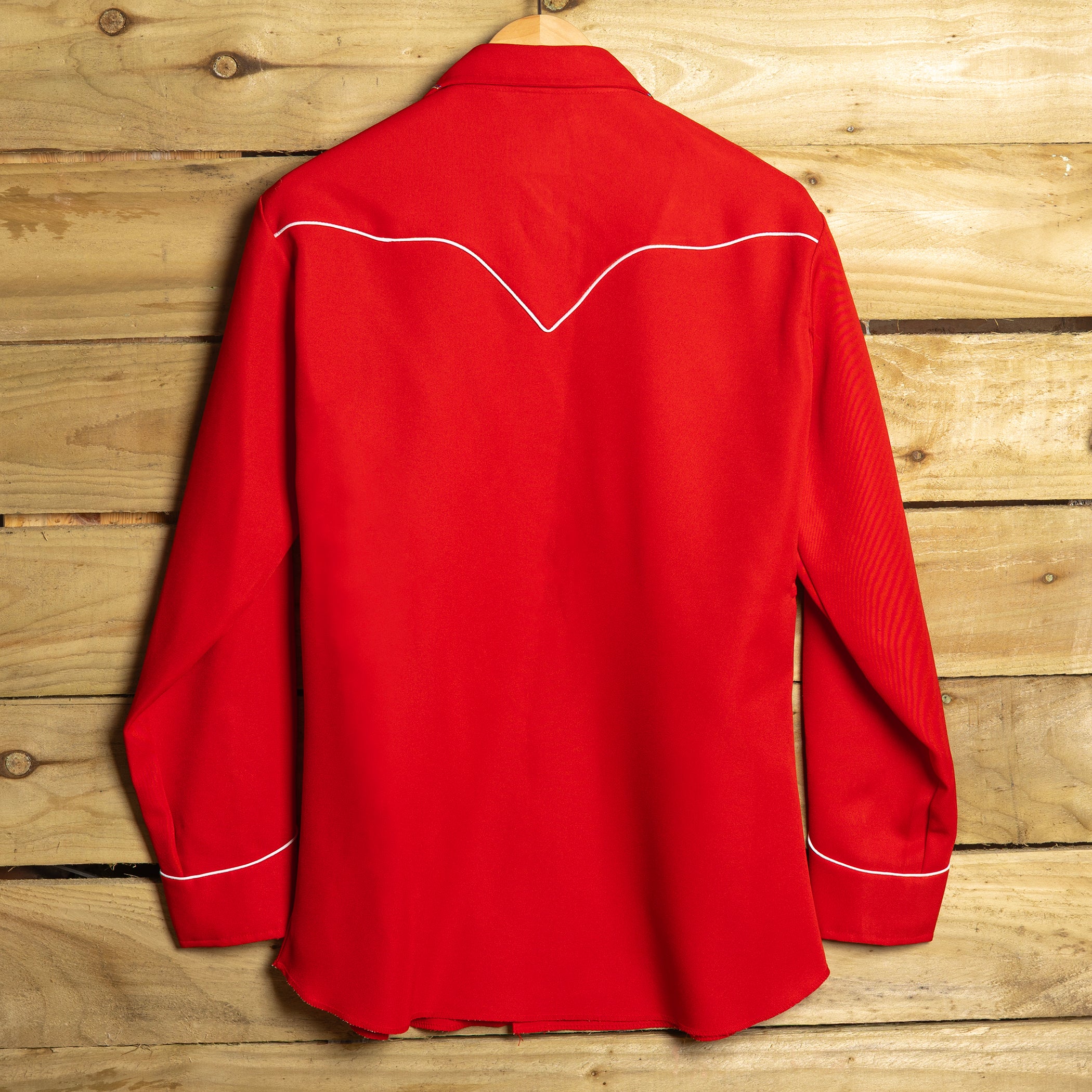 Vintage H Bar C California Ranchwear Red Embroidered Cowboy Shirt – Pearl Snaps, Size L