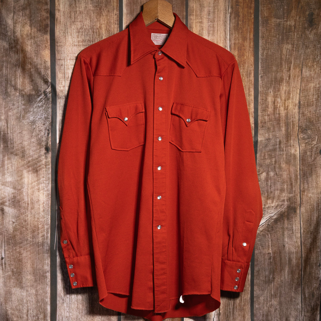 Vintage 1970s H Bar C California Ranchwear Red Western Shirt L