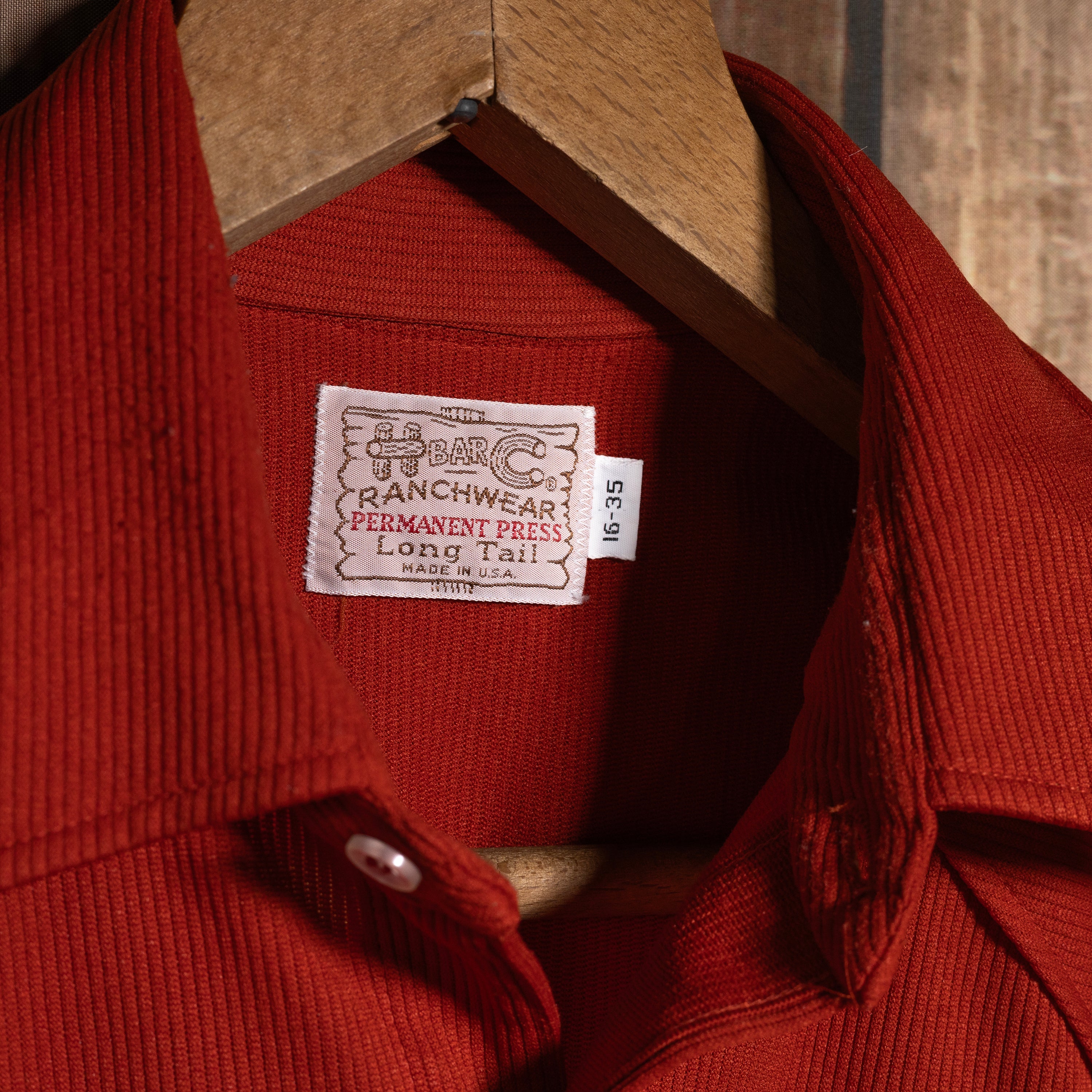 Vintage 1970s H Bar C California Ranchwear Red Western Shirt L