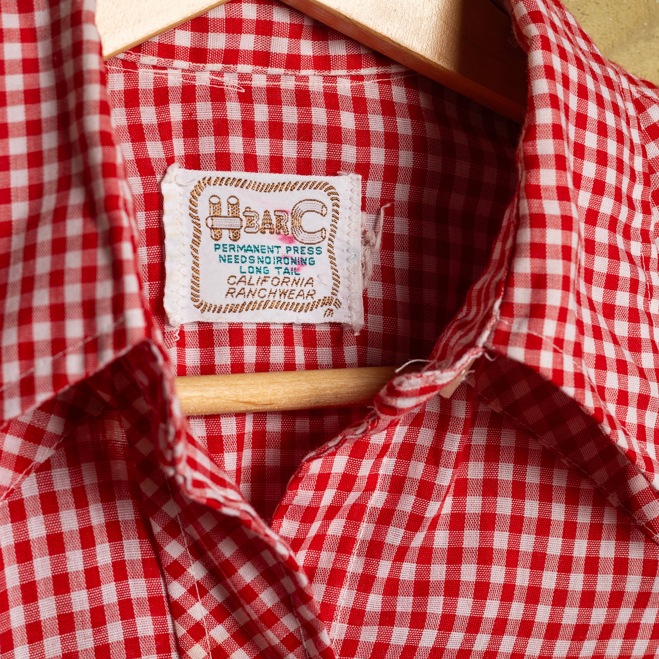 Vintage H Bar C California Ranchwear Red & White Gingham Cowgirl Shirt with Pearl Snaps & Sawtooth Pockets — S