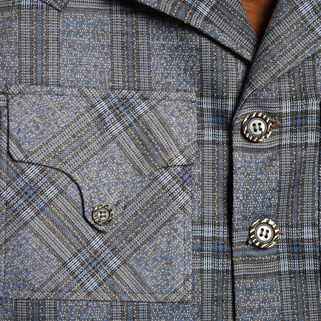 1950s/60s H Bar C California Ranchwear Blue & Grey Plaid Western Jacket – S/M