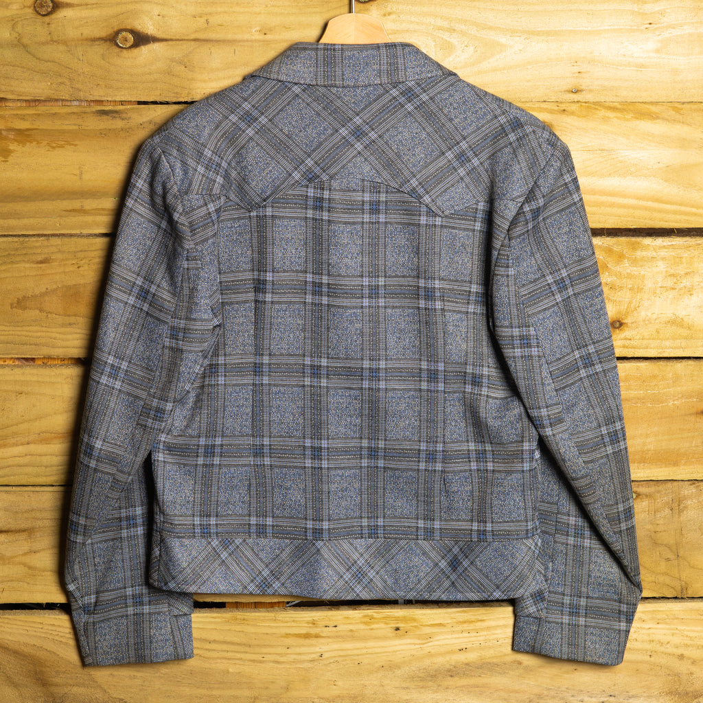 1950s/60s H Bar C California Ranchwear Blue & Grey Plaid Western Jacket – S/M