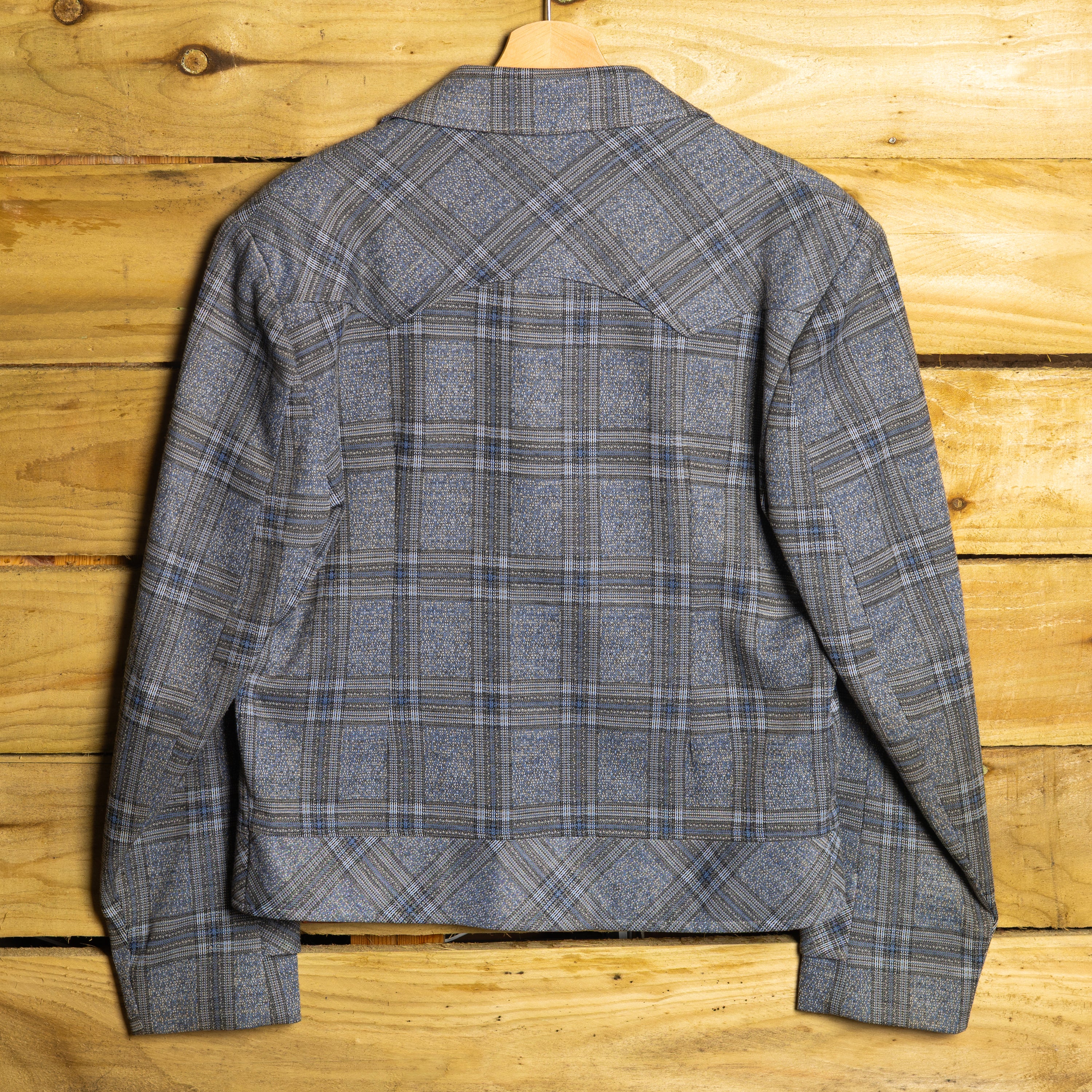1950s/60s H Bar C California Ranchwear Blue & Grey Plaid Western Jacket – S/M