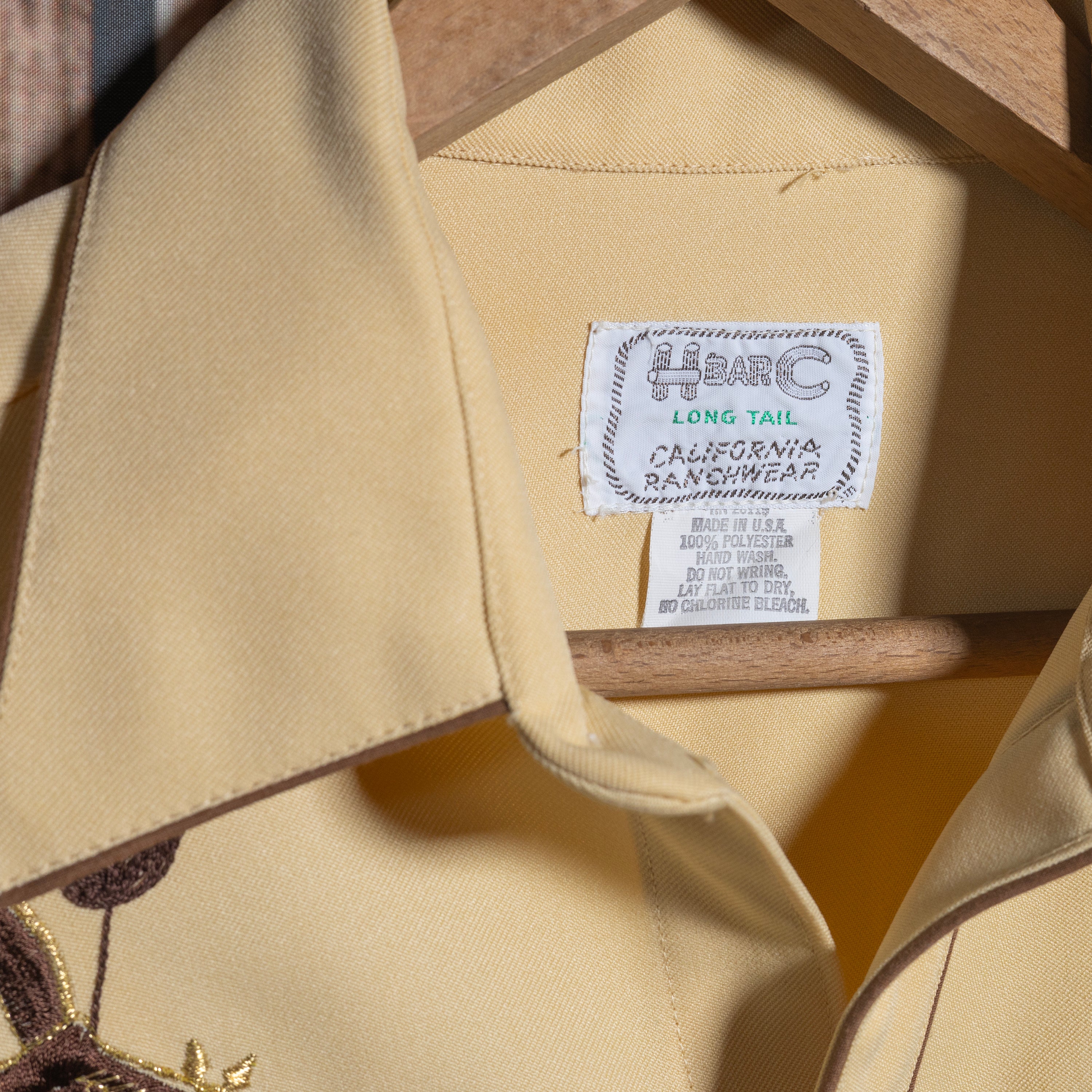 1970s Vintage H Bar C California Ranchwear Yellow and Brown Embroidered Western Shirt