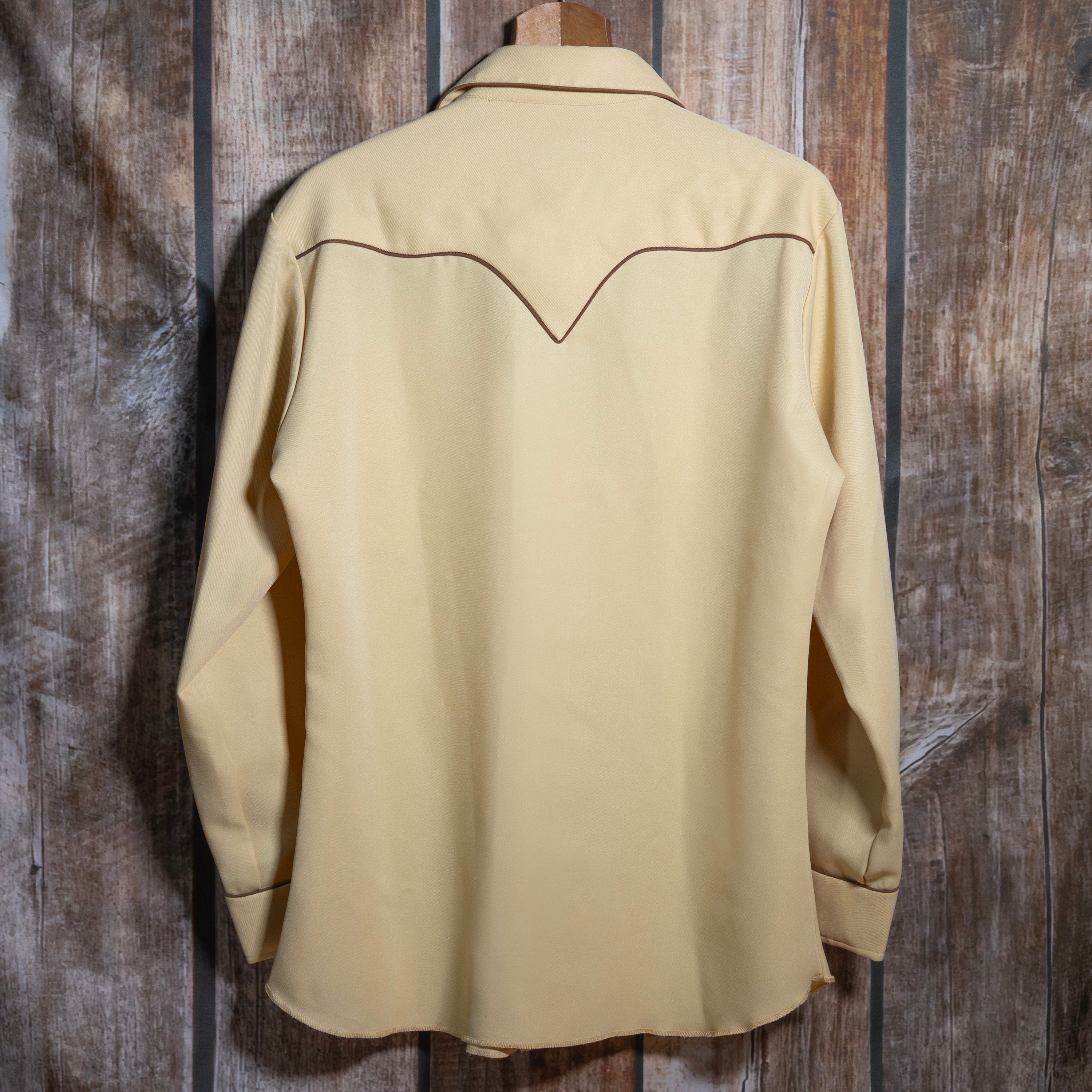 1970s Vintage H Bar C California Ranchwear Yellow and Brown Embroidered Western Shirt