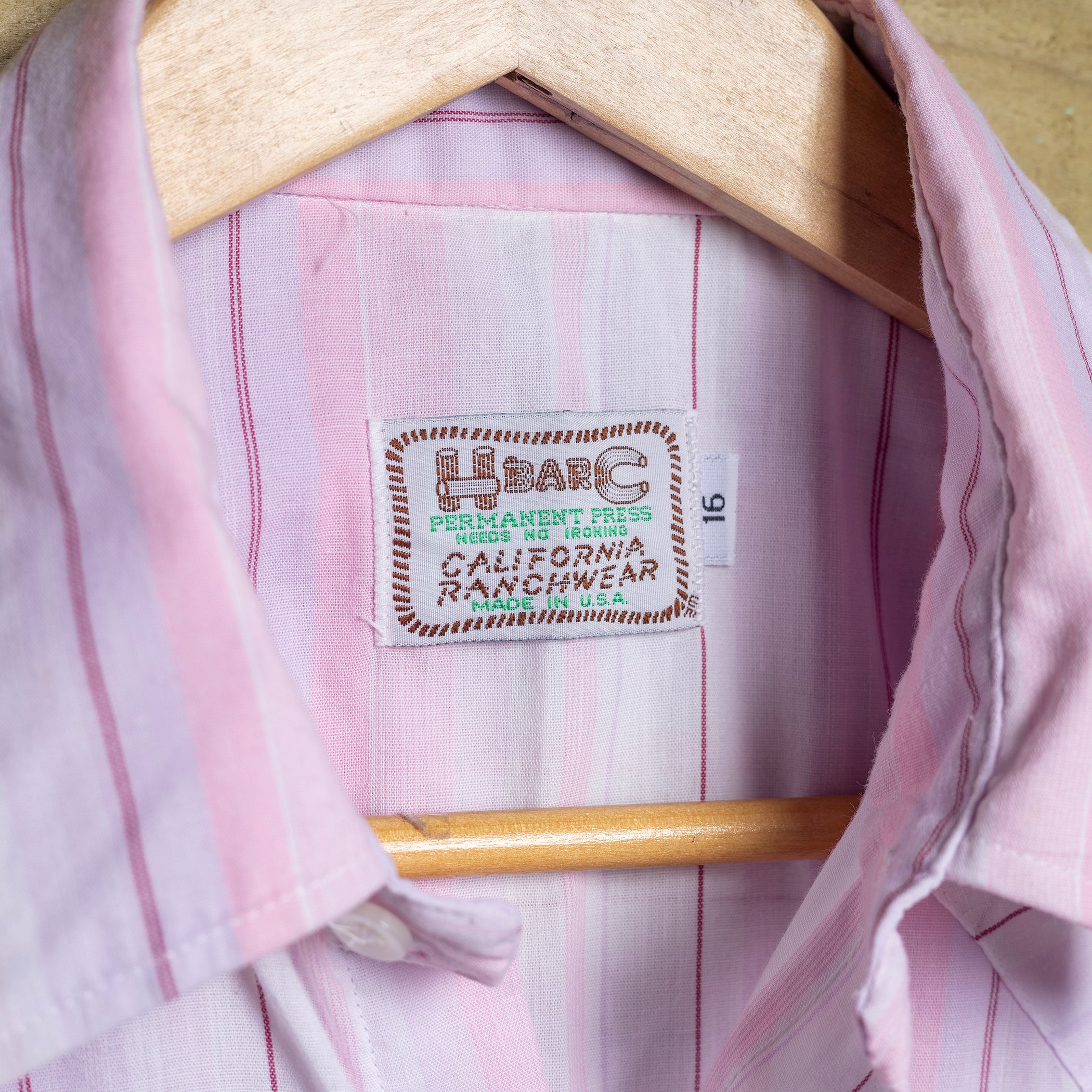 Vintage H Bar C California Ranchwear Pink Striped Pearl Snap Short Sleeve Western Shirt – Size L