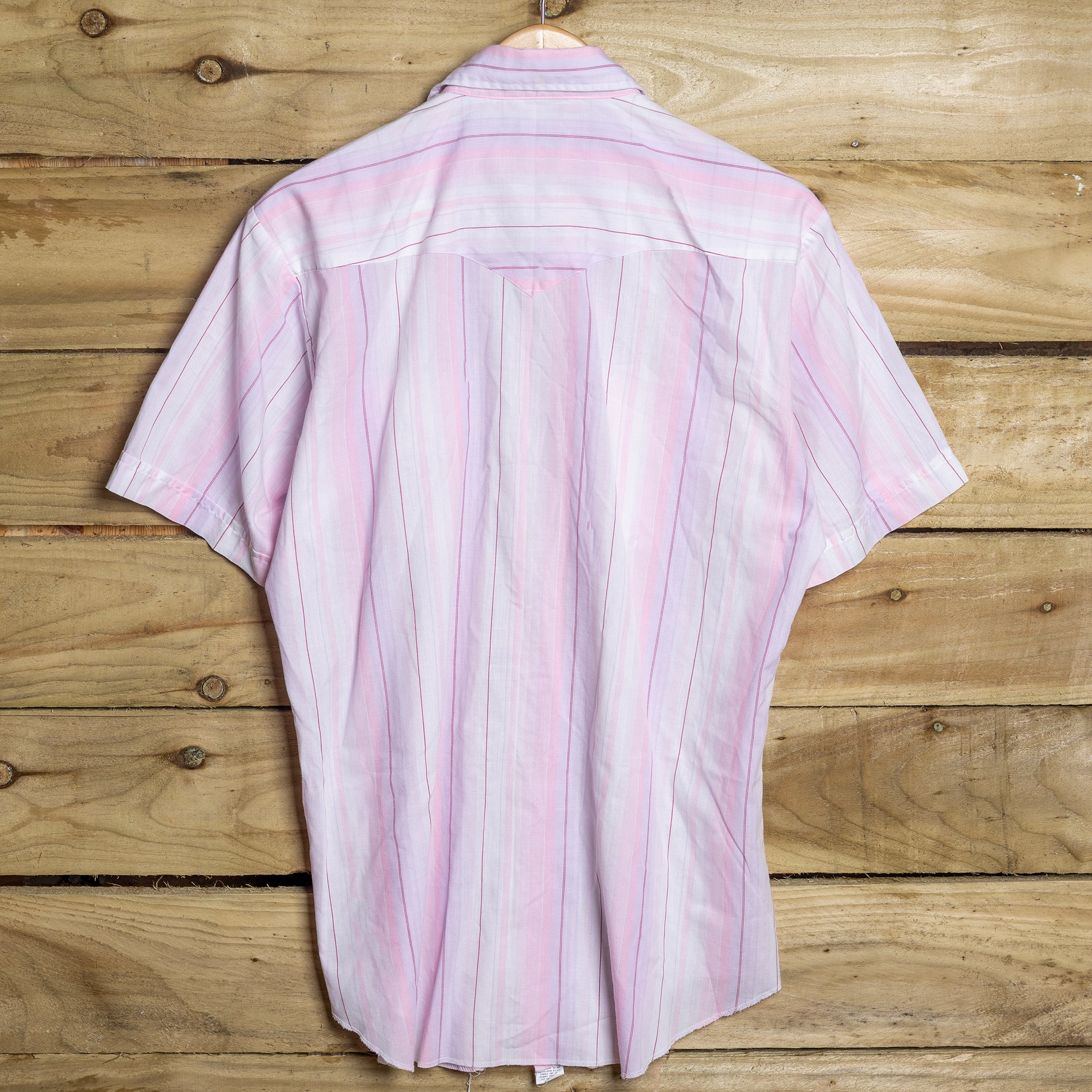Vintage H Bar C California Ranchwear Pink Striped Pearl Snap Short Sleeve Western Shirt – Size L