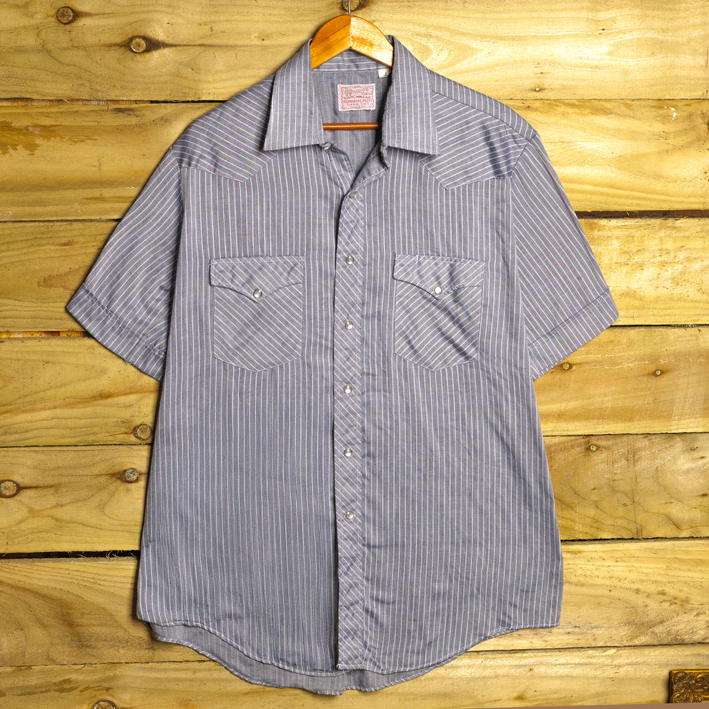 Vintage H Bar C California Ranchwear Striped Short Sleeve Western Shirt with Pearl Snaps — XL