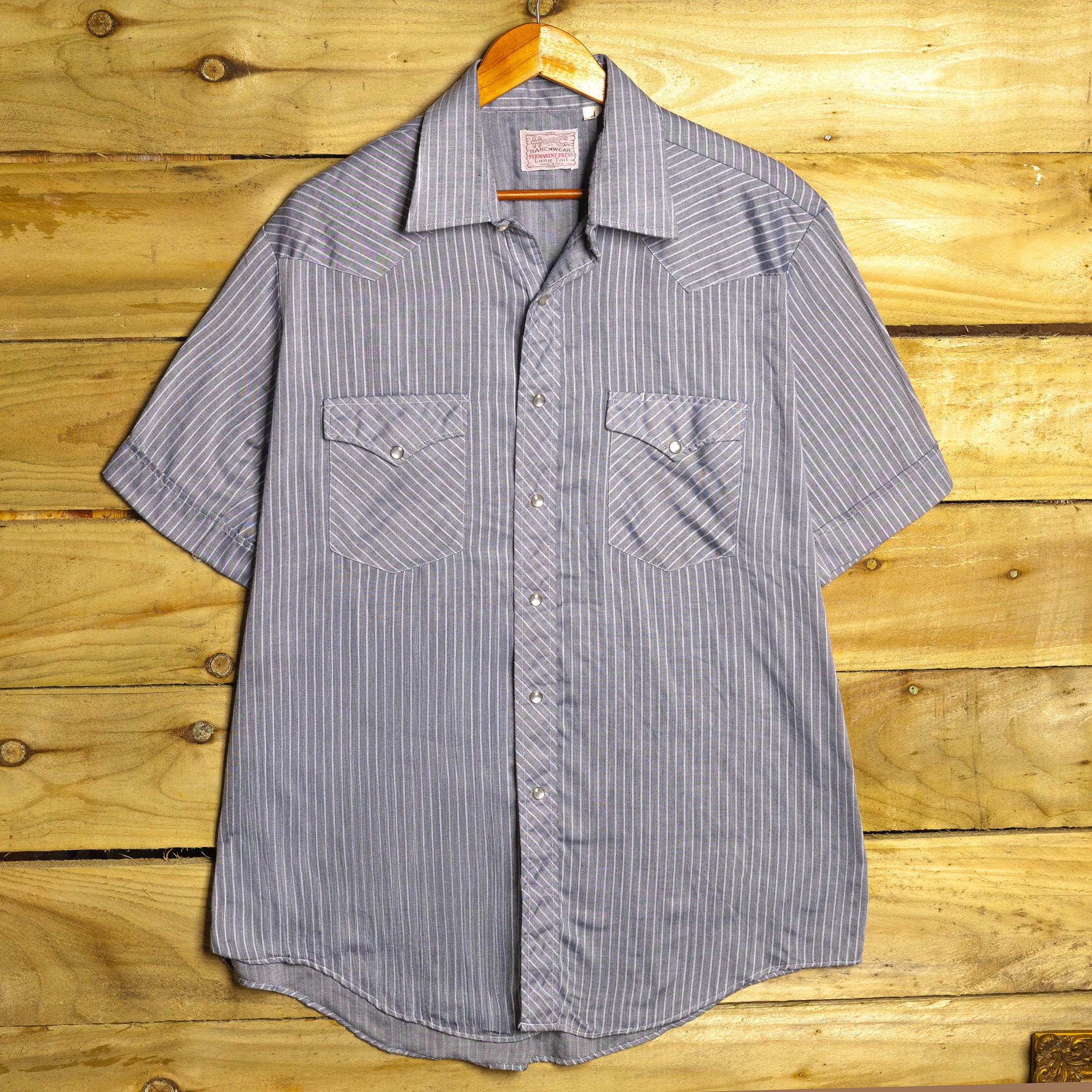 Vintage H Bar C California Ranchwear Striped Short Sleeve Western Shirt with Pearl Snaps — XL