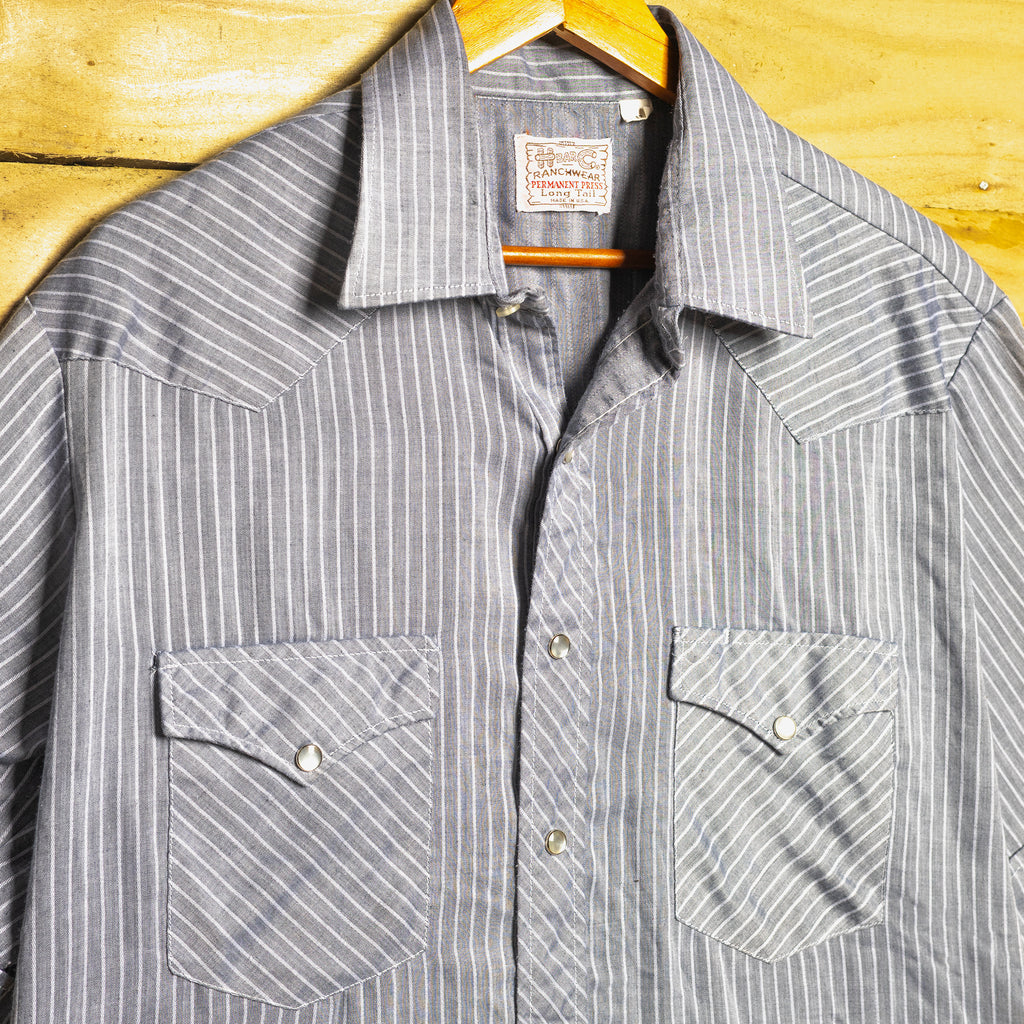 Vintage H Bar C California Ranchwear Striped Short Sleeve Western Shirt with Pearl Snaps — XL