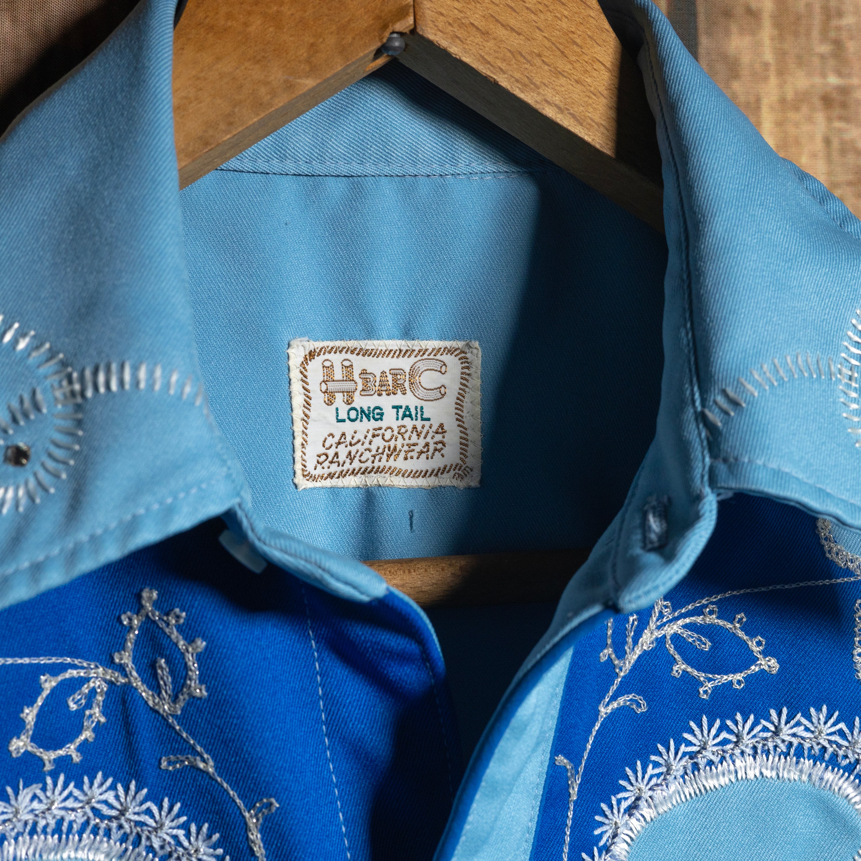 Vintage H Bar C California Ranchwear Blue Embroidered Western Shirt L/12