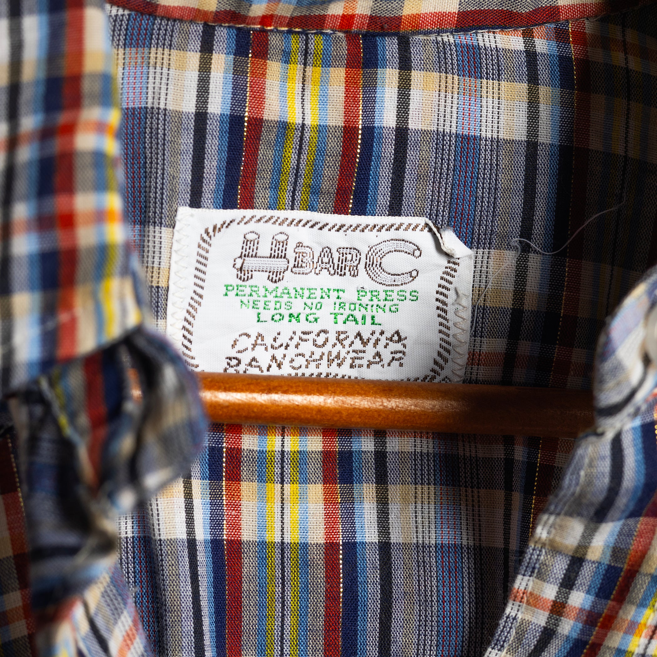 Vintage H Bar C Western Shirt – Blue & Red Check, Pearl Snaps, Size 10