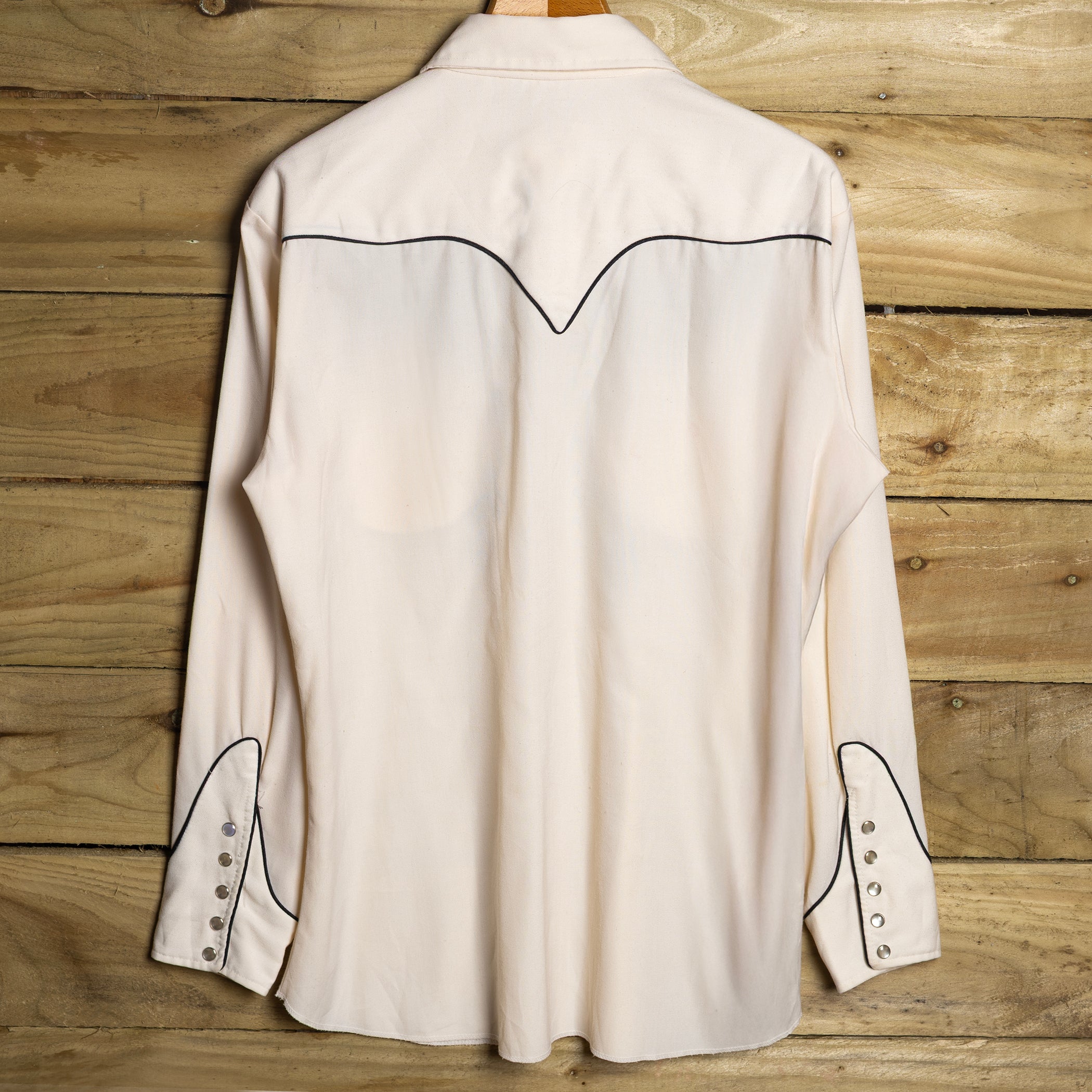 Vintage 1960s H Bar C Cream Embroidered Western Shirt with Pearl Snaps