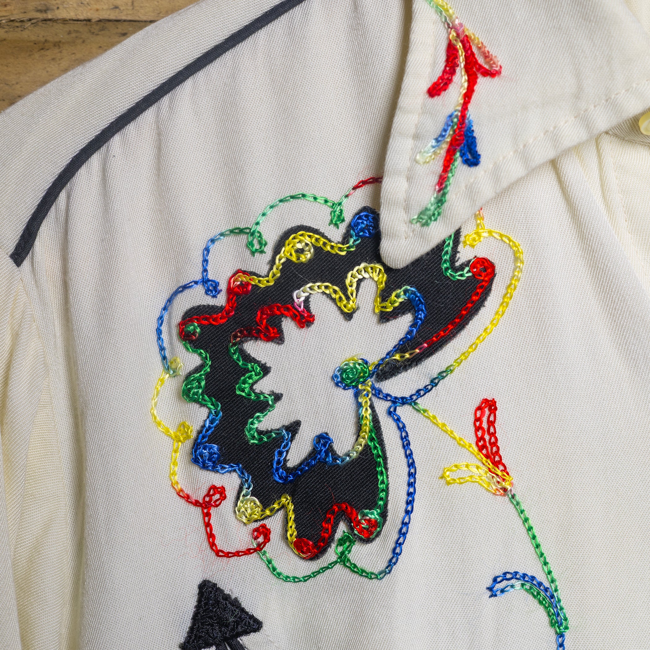 1950s/ 60s Vintage H Bar C California Ranchwear Embroidered Cream Shirt M