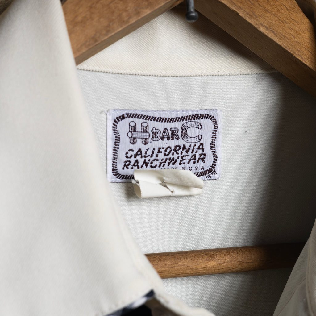 H Bar C California Ranchwear Vintage White & Black Pearl Snap Western Shirt — Size XL