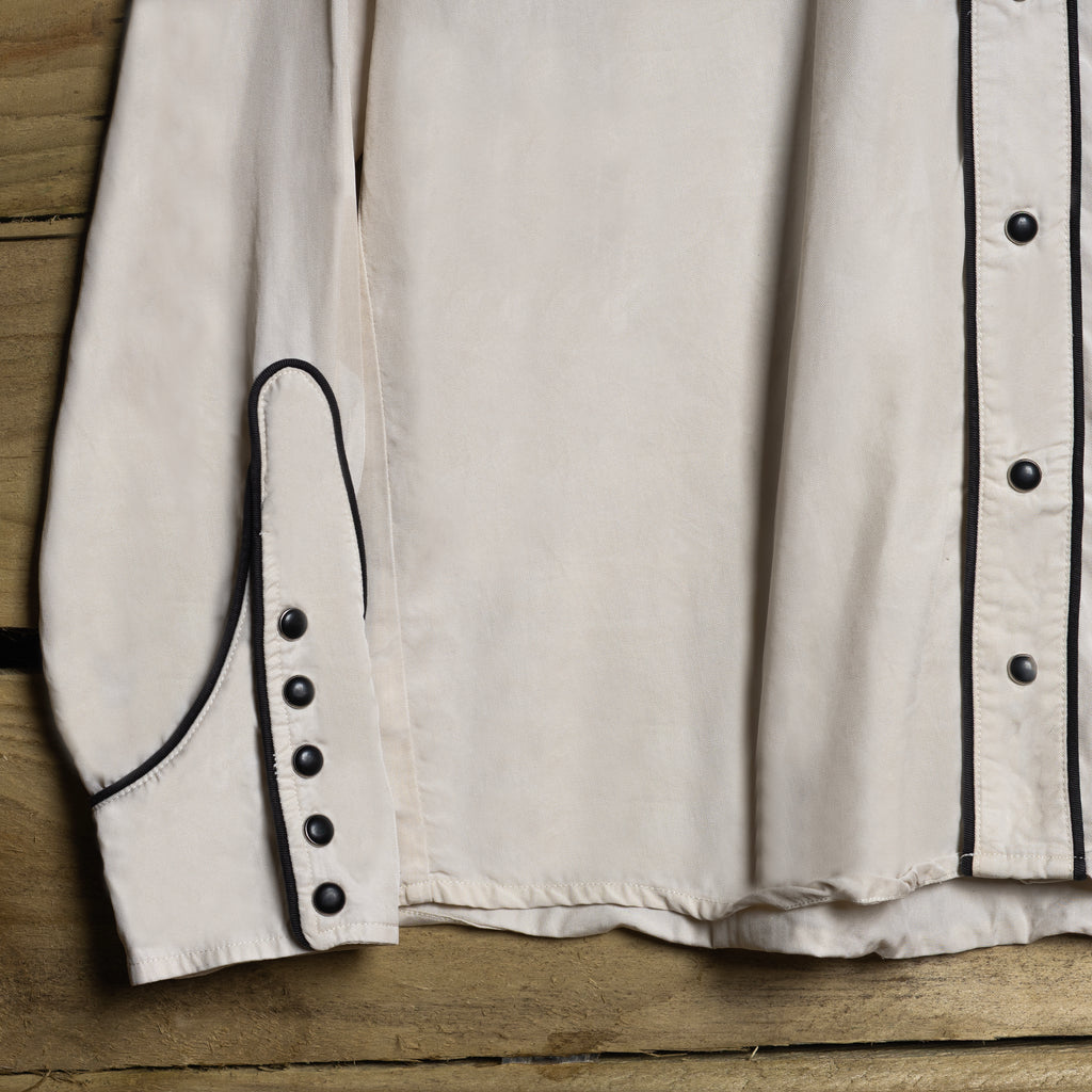 H Bar C California Ranchwear Ivory & Black Tensel Western Shirt with Pearl Snaps, Size L