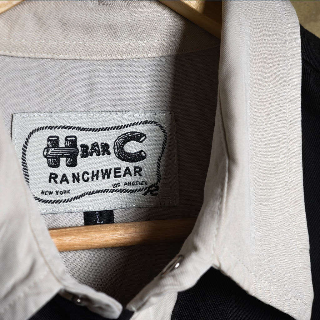 H Bar C California Ranchwear Ivory & Black Tensel Western Shirt with Pearl Snaps, Size L