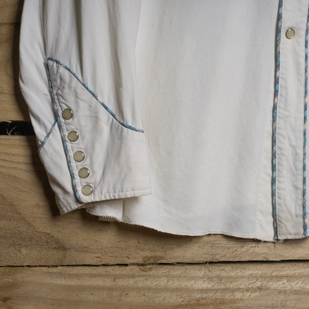 Vintage H Bar C White Embroidered Pearl Snap Western Shirt – XL