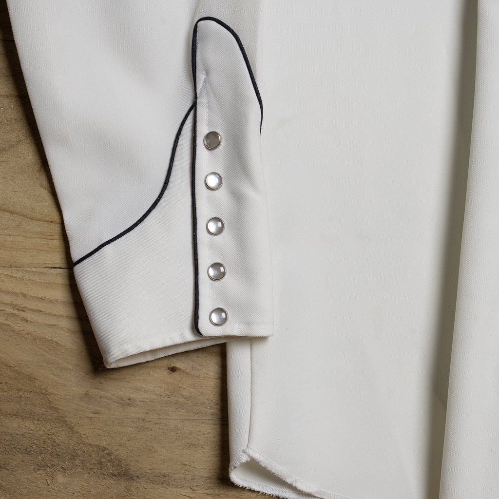 1970s Vintage H Bar C Embroidered Cream Western Shirt L