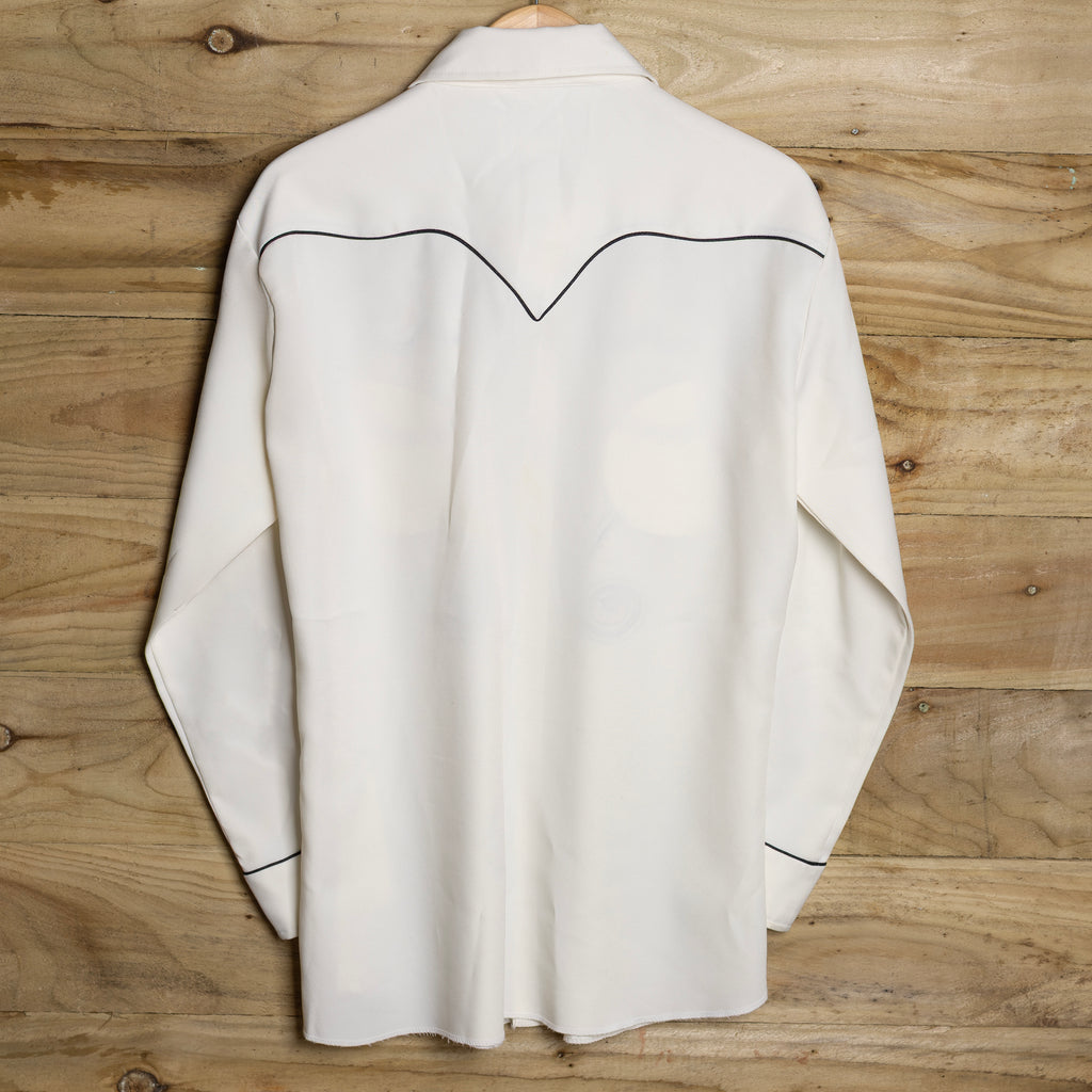 1970s Vintage H Bar C Embroidered Cream Western Shirt L