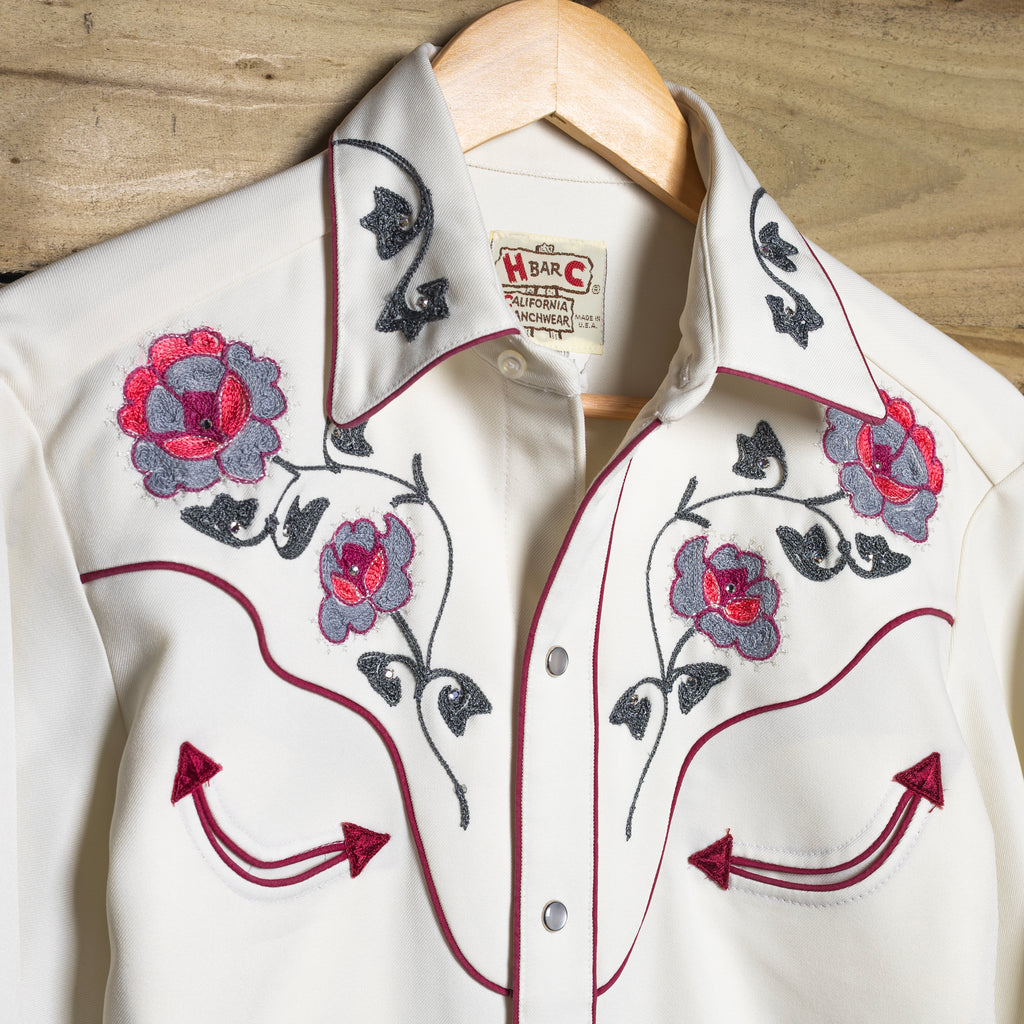 H Bar C Cream Longtail Pearl Snap Western Shirt – S–M