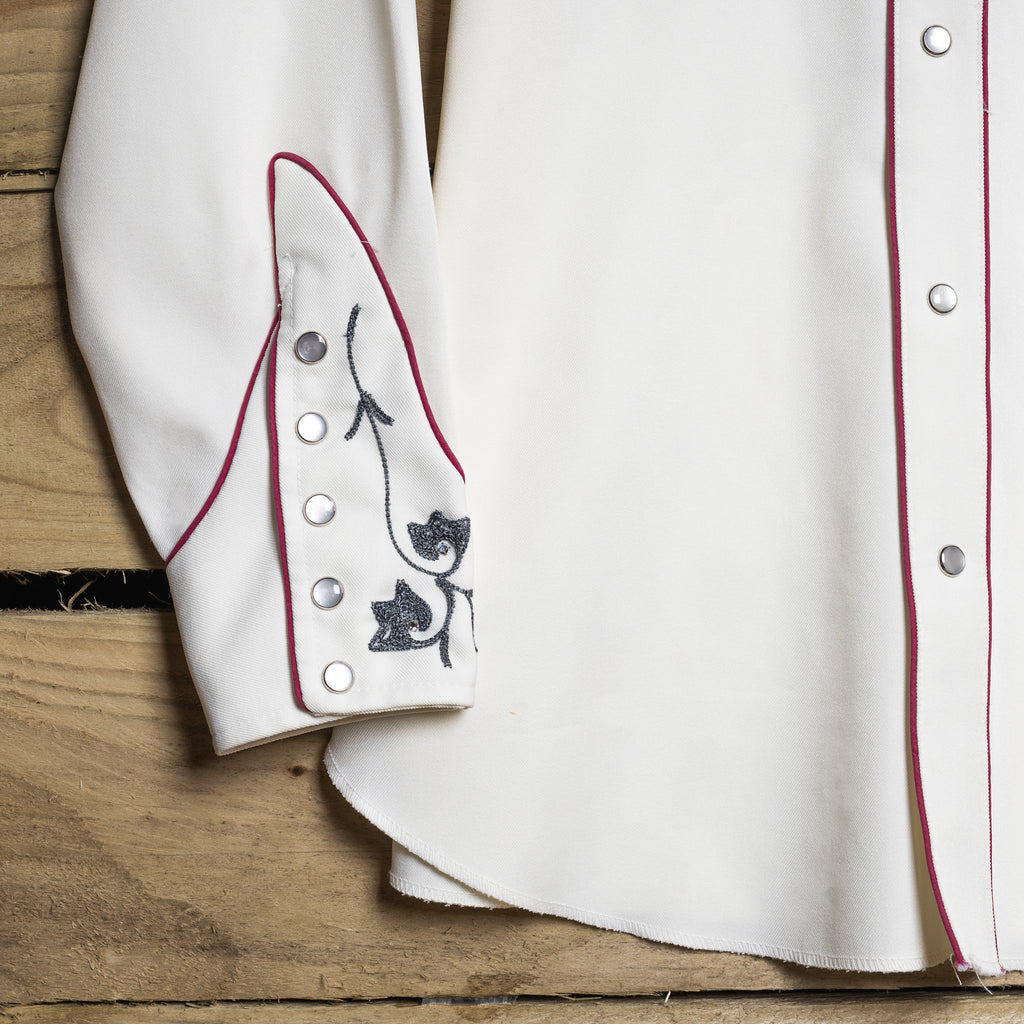 H Bar C Cream Longtail Pearl Snap Western Shirt – S–M