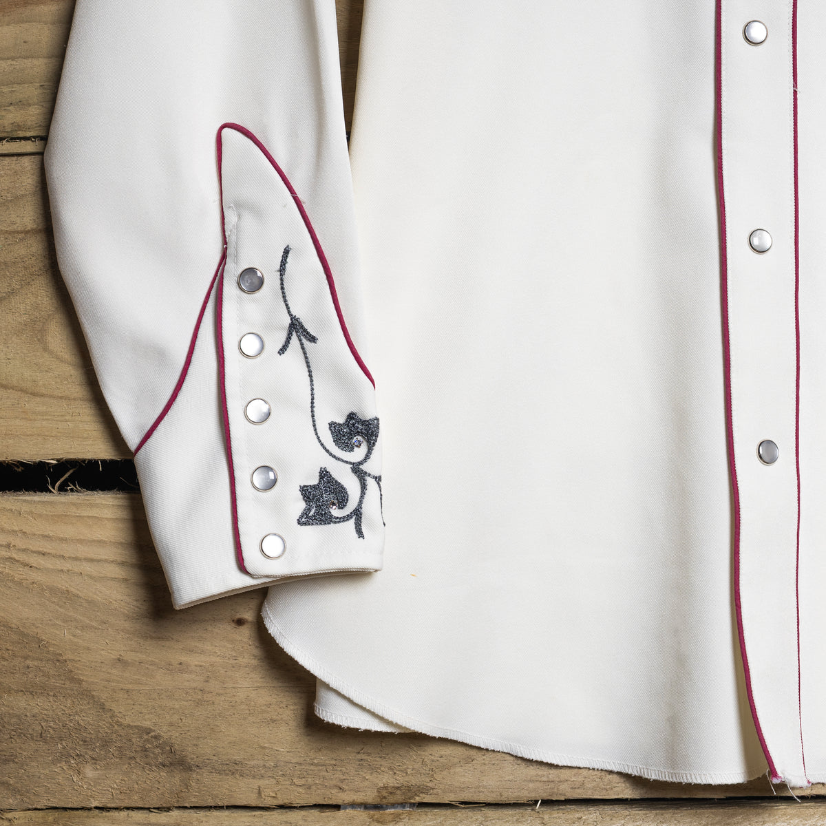 H Bar C Cream Longtail Pearl Snap Western Shirt – S–M