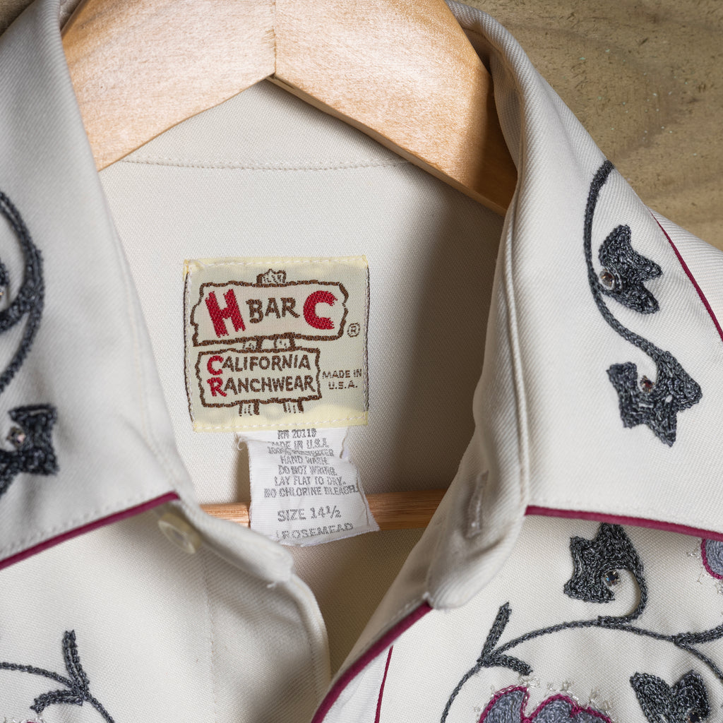 H Bar C Cream Longtail Pearl Snap Western Shirt – S–M
