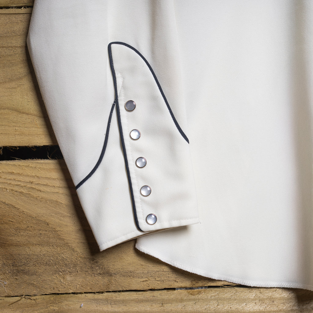 Vintage H Bar C California Ranchwear Cream Star Embroidered Pearl Snap Western Shirt – Size XL