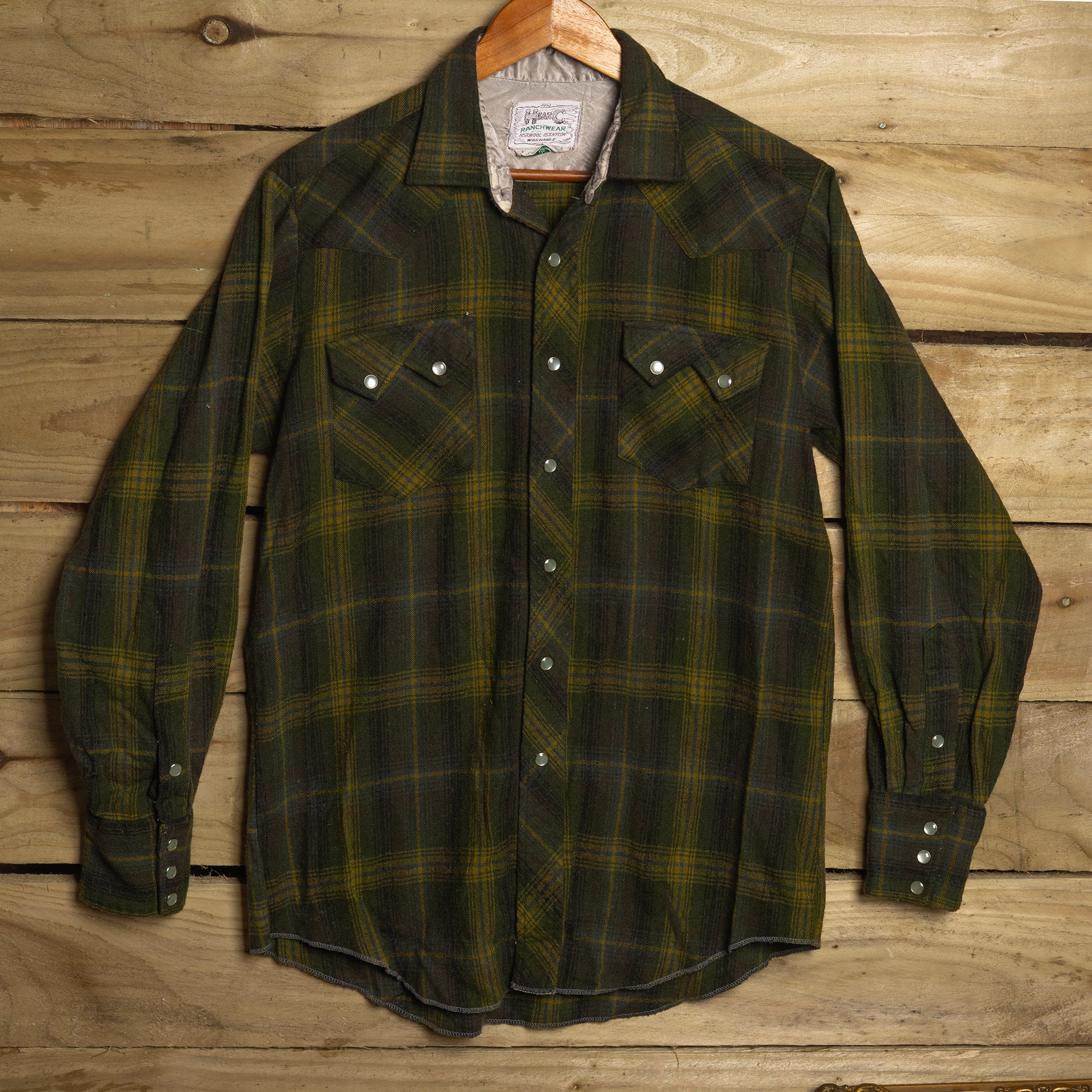 ▪️70’s【H bar C】VINTAGE SHIRT Vintage H Bar C Ranchwear Shirt, 70s Small Pearl Snap Short Sleeve