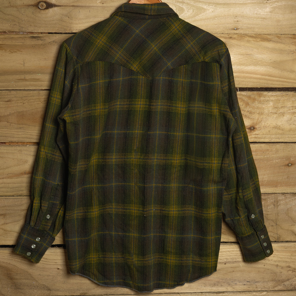 1960s Vintage H Bar C California Ranchwear Plaid Pearl Snap Longtail Shirt – Size L