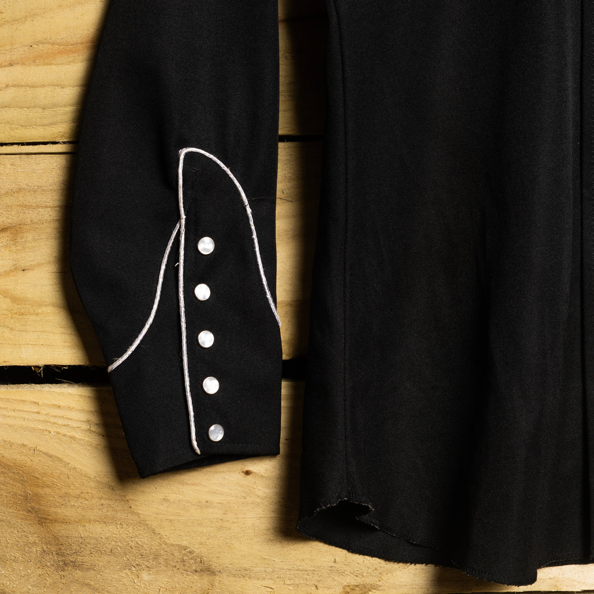 1970s H Bar C Black Floral Embroidered Western Shirt, M