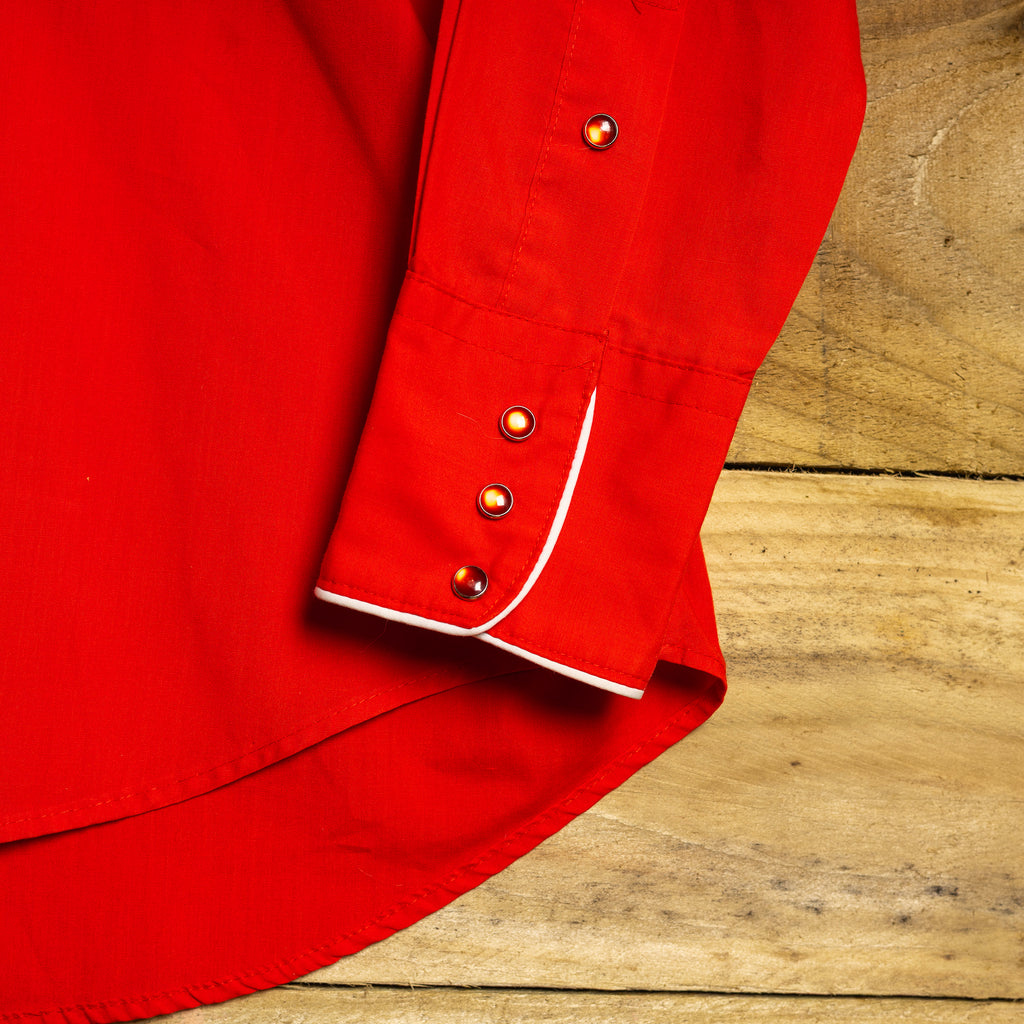 Vintage Karman Ranchwear Red Cowboy Shirt - Pearl Snaps - Size M (12-14)