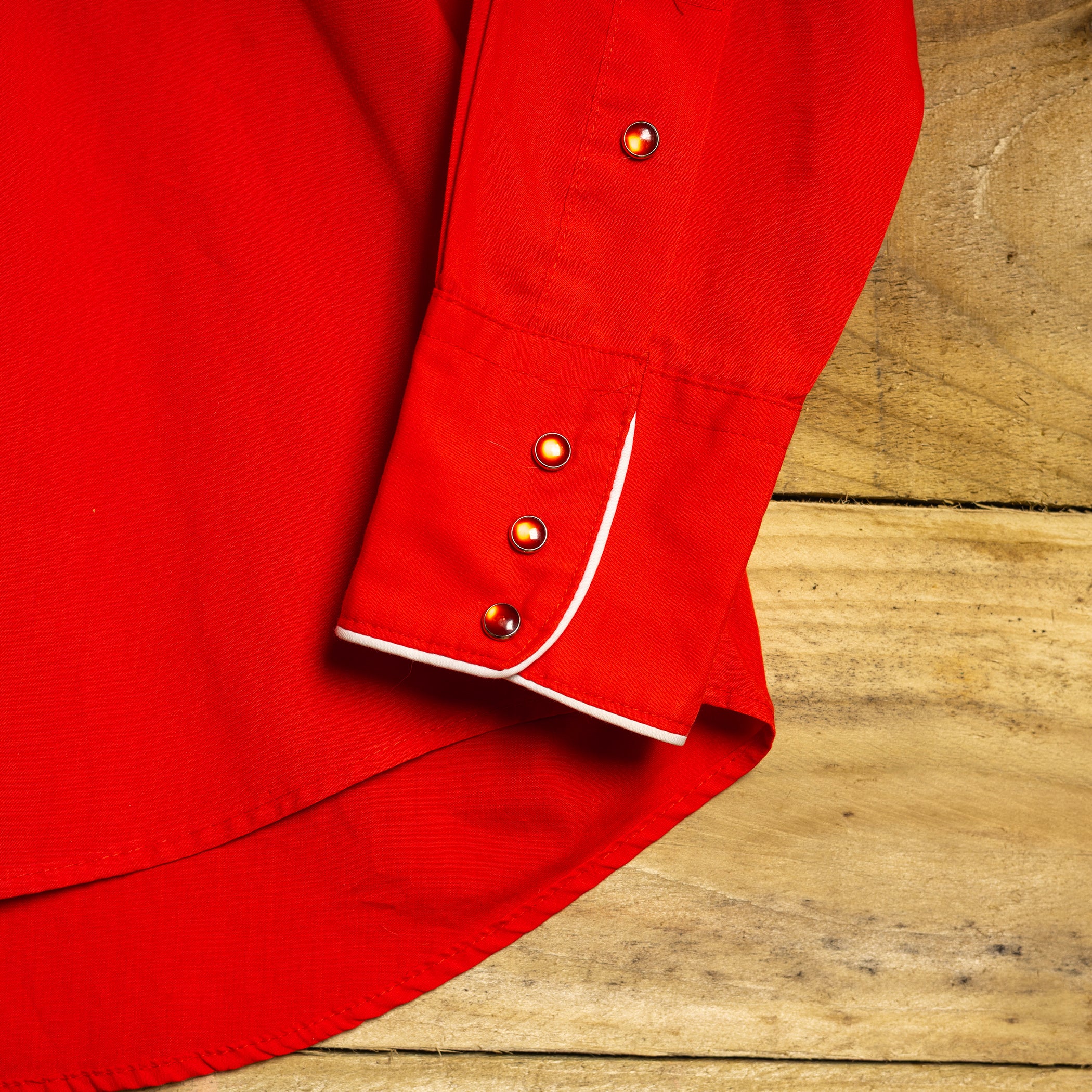 Vintage Karman Ranchwear Red Cowboy Shirt - Pearl Snaps - Size M (12-14)