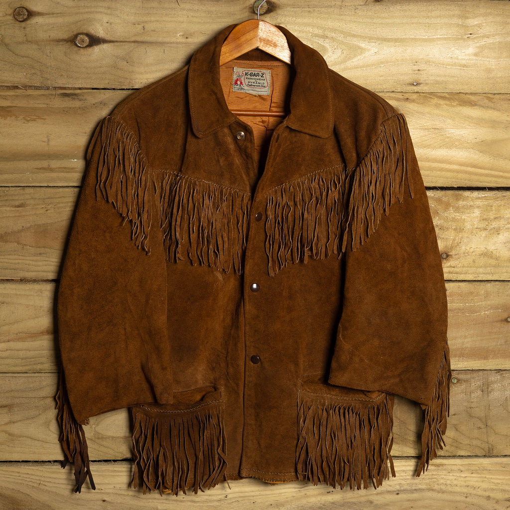 Vintage K Bar Z Ranchwear Brown Suede Western Fringe Jacket