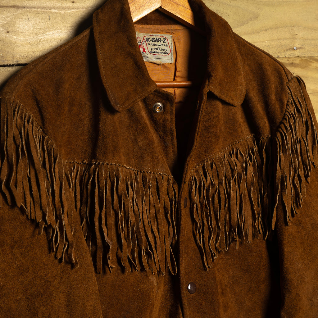 Vintage K Bar Z Ranchwear Brown Suede Western Fringe Jacket