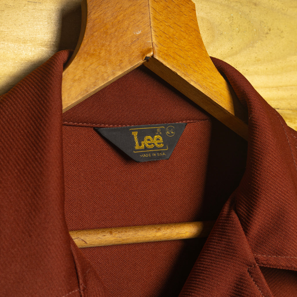 Lee Vintage 1970s Rust Brown Pearl Snap Western Shirt Jacket — Size L