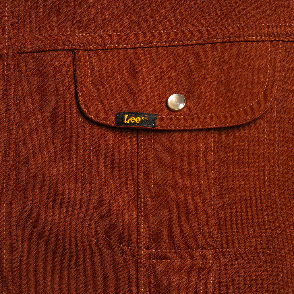 Lee Vintage 1970s Rust Brown Pearl Snap Western Shirt Jacket — Size L