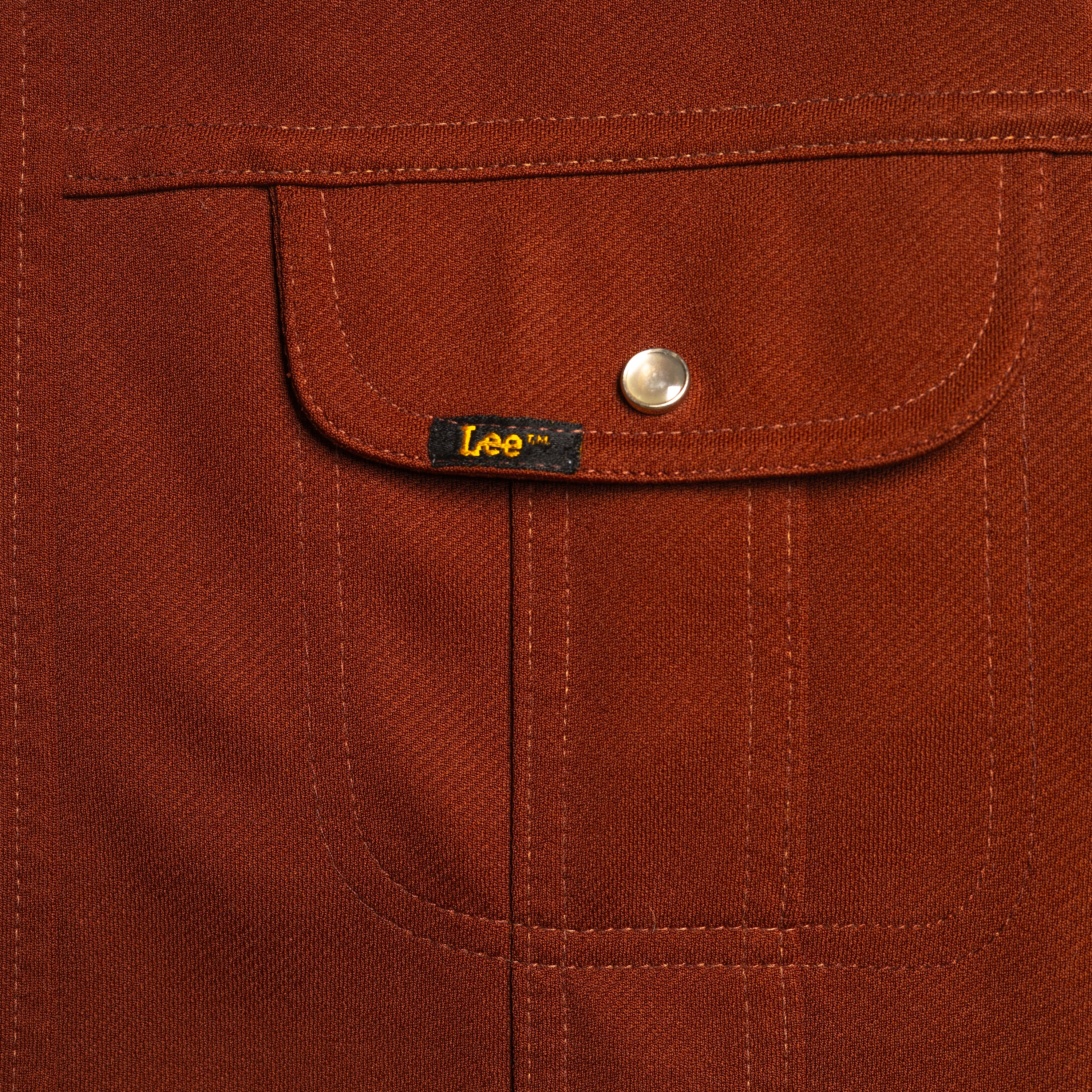 Lee Vintage 1970s Rust Brown Pearl Snap Western Shirt Jacket — Size L
