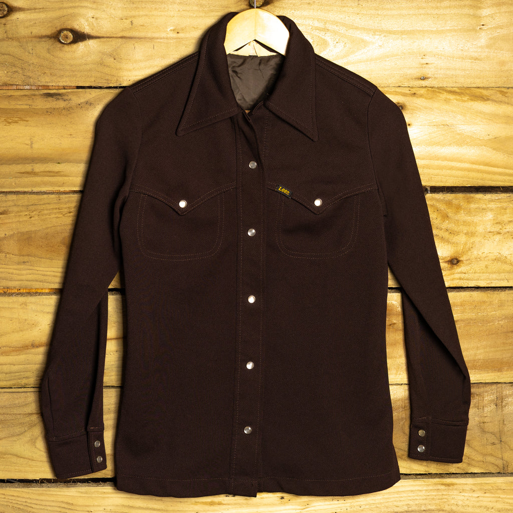 1970s Lady Lee Chocolate Brown Pearl Snap Western Shirt – M