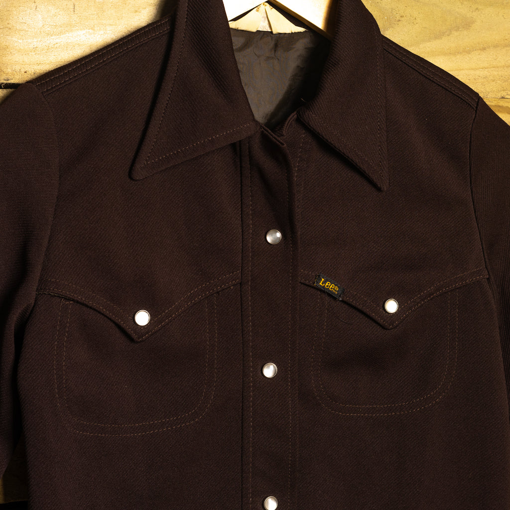 1970s Lady Lee Chocolate Brown Pearl Snap Western Shirt – M