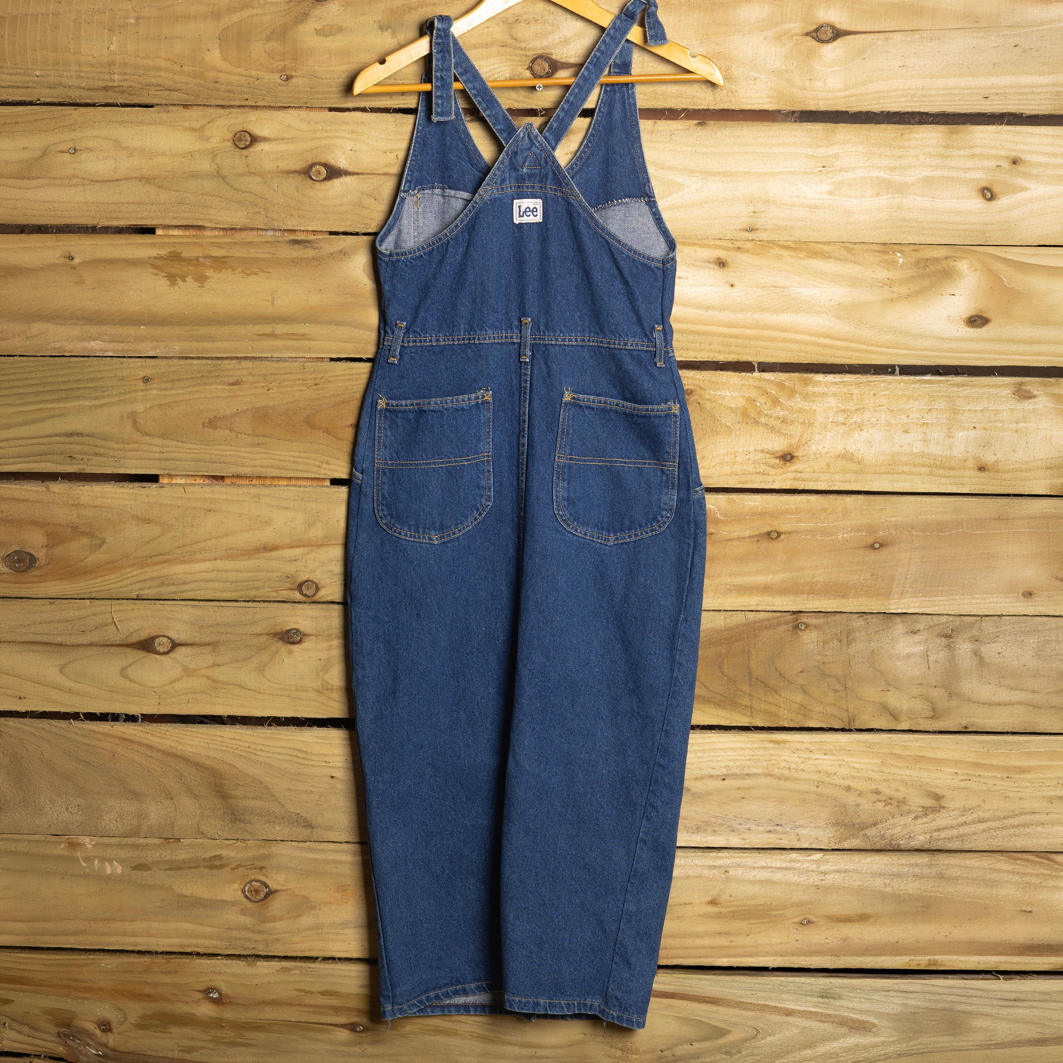 Vintage 90s Lee USA Denim Maxi Dress – Dark Wash Button-Up with Pockets