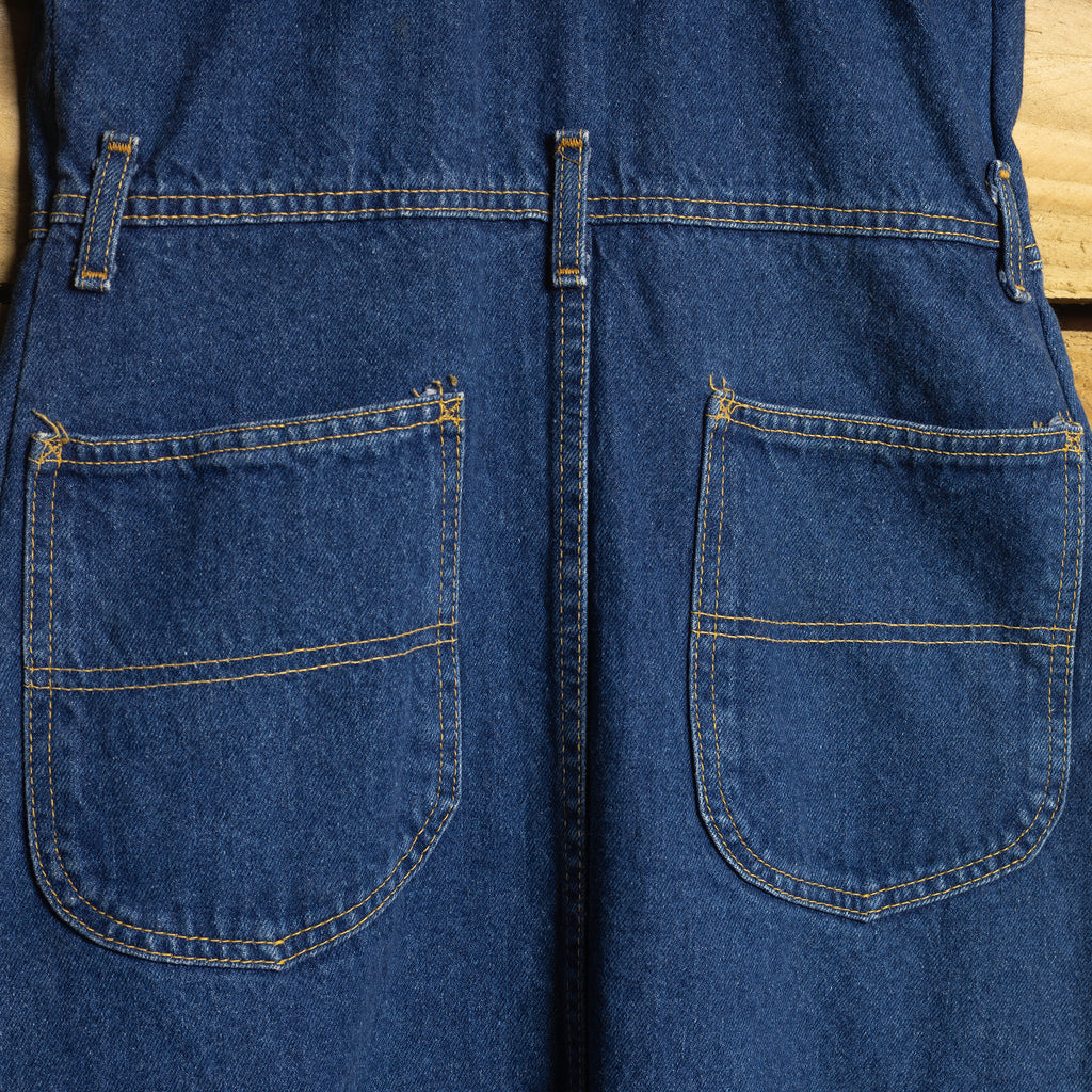 Vintage 90s Lee USA Denim Maxi Dress – Dark Wash Button-Up with Pockets