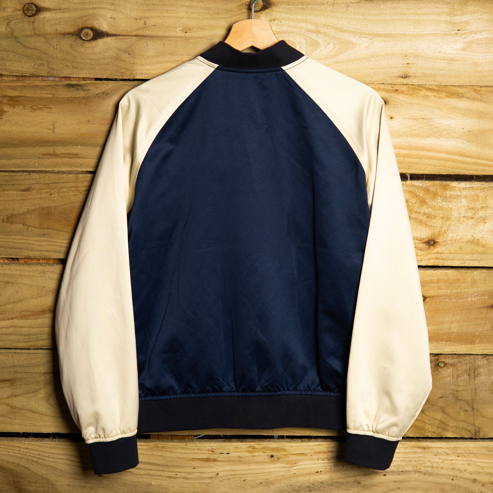 Vintage Levi Strauss Satin Bomber Jacket – Navy & Cream | M